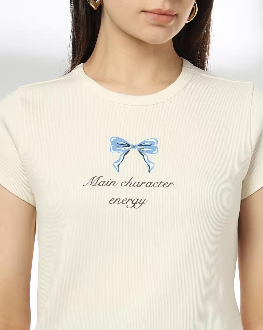 RIO | Women Typographic Print Regular Fit Crew-Neck T-Shirt|4