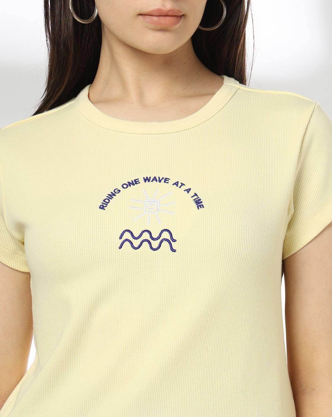 RIO | Women Embroidered Regular Fit Crew-Neck T-Shirt|3