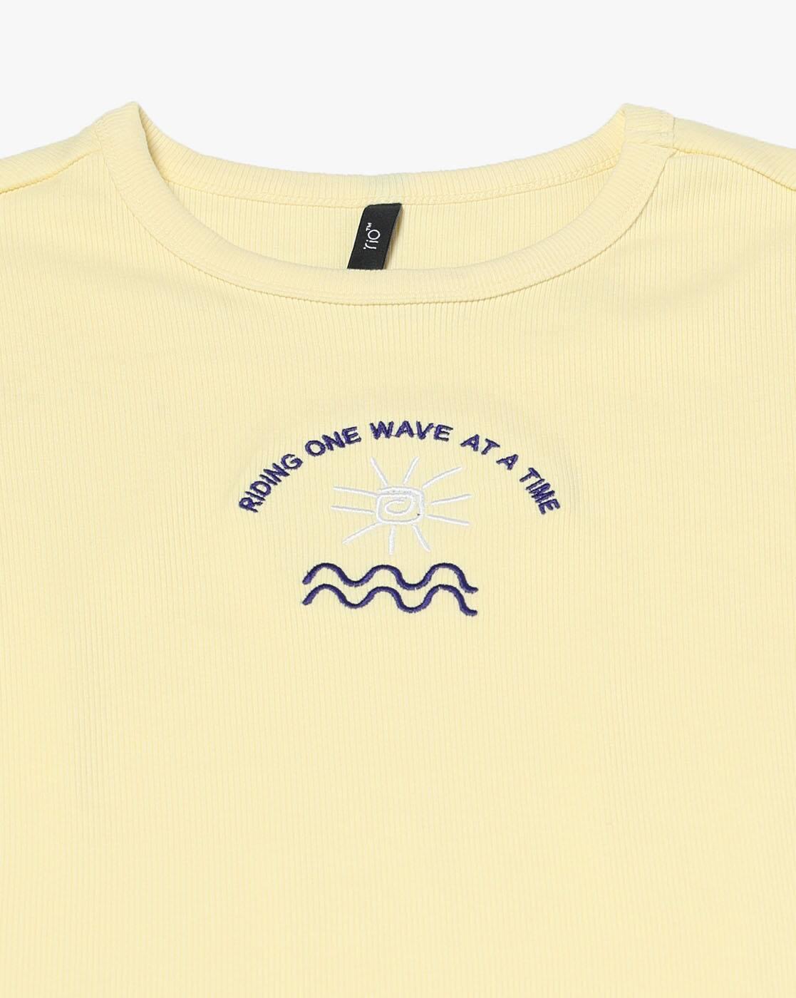 RIO | Women Embroidered Regular Fit Crew-Neck T-Shirt|4