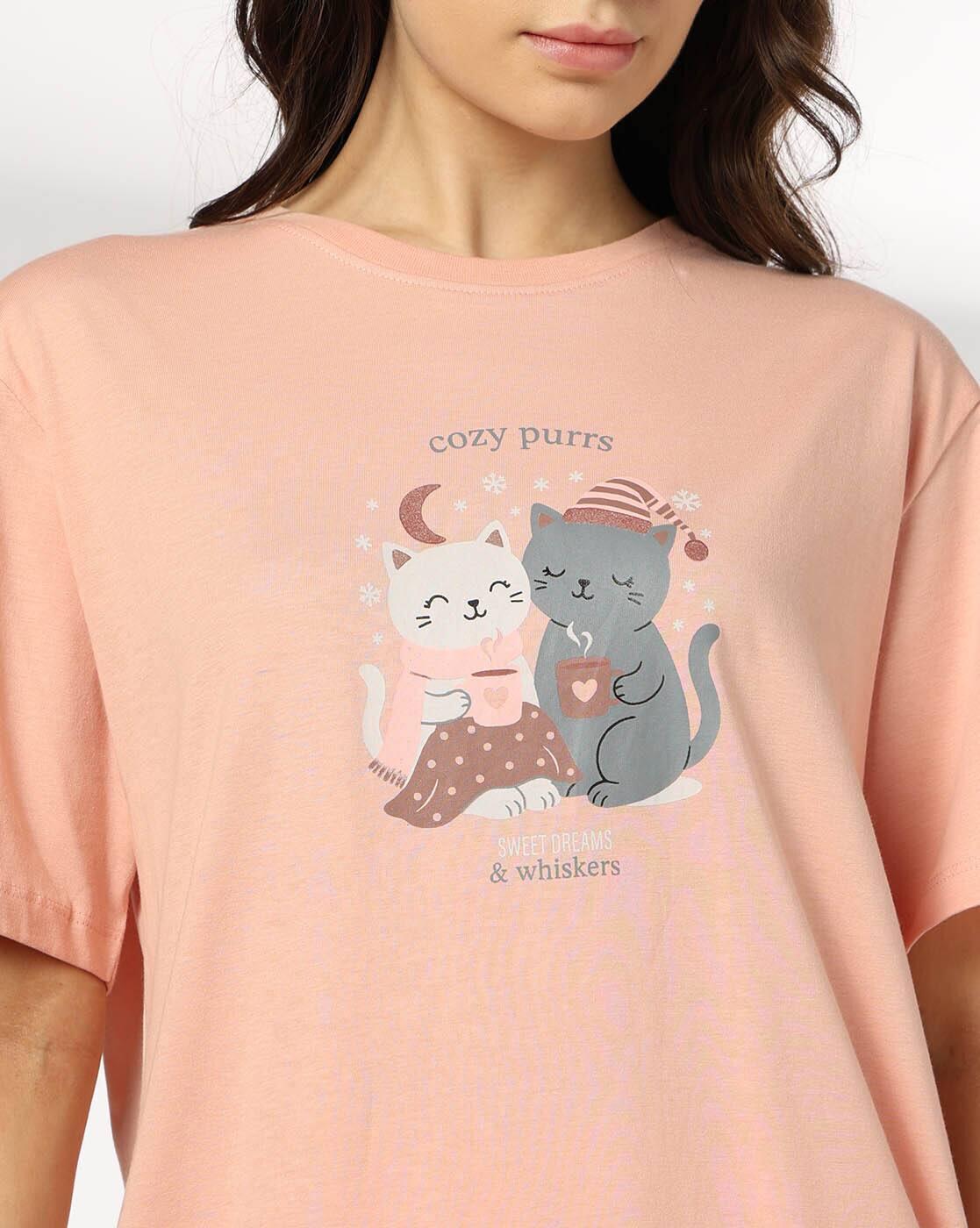 RIO | Women Graphic Print T-Shirt & Pyjamas Sets|3