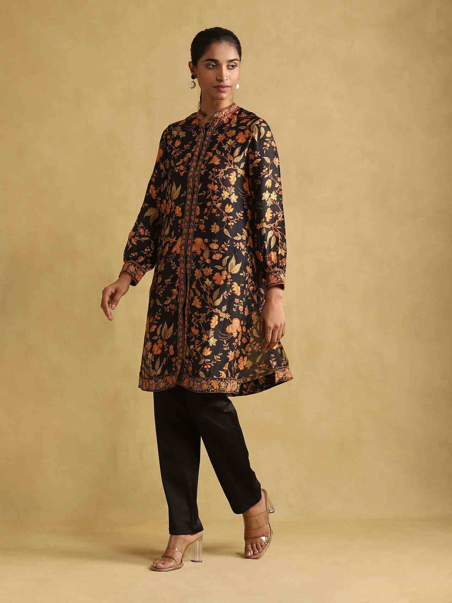 Black & Multi Kalamkriti Kurta Set