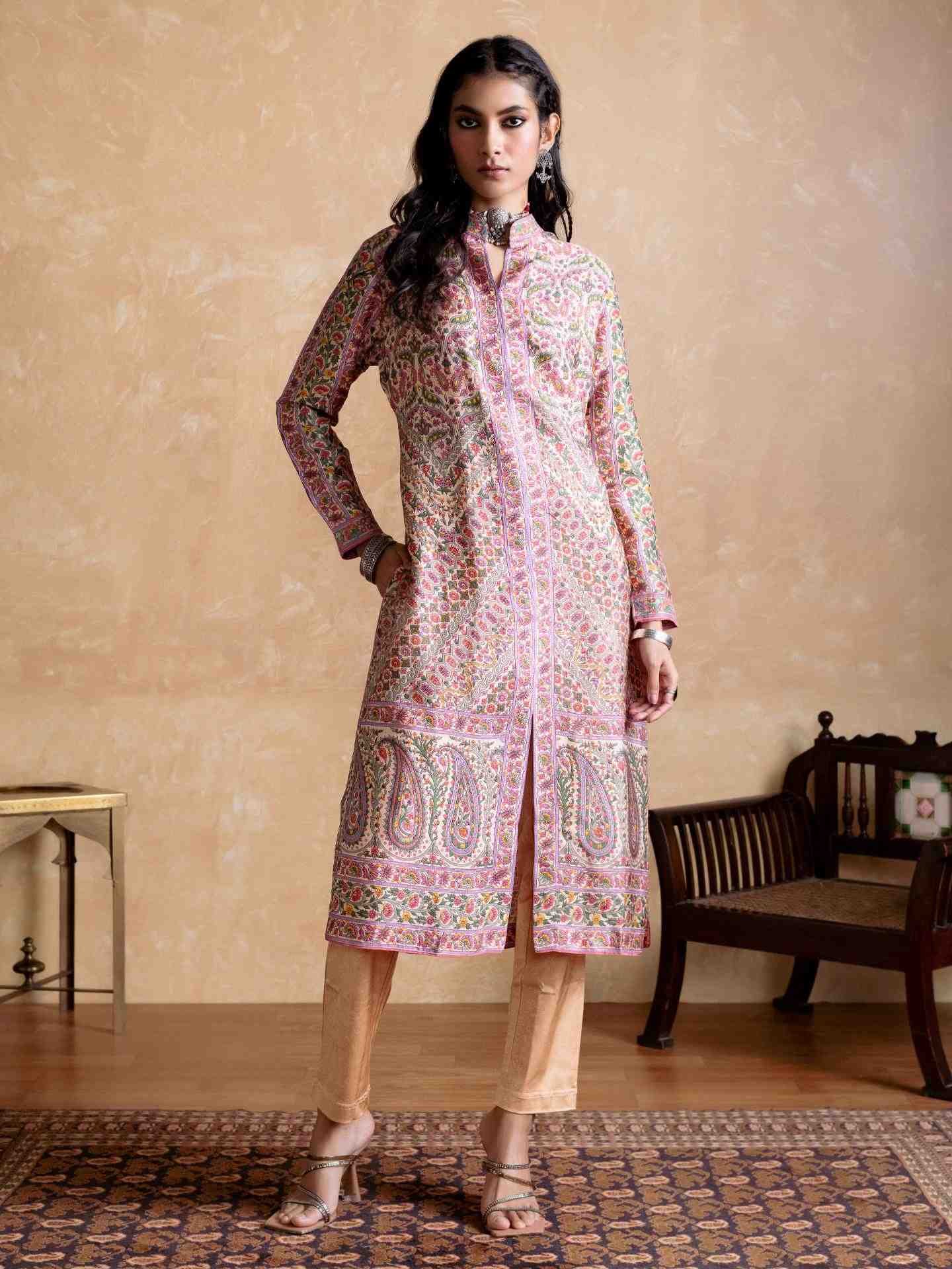 Offwhite & Multi Flowret Co-Ord Set