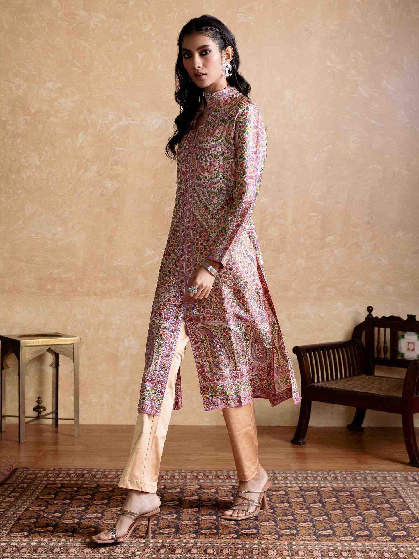 Offwhite & Multi Flowret Co-Ord Set