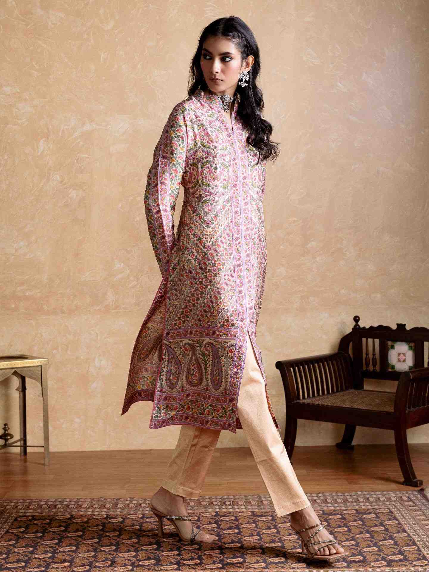 Offwhite & Multi Flowret Co-Ord Set