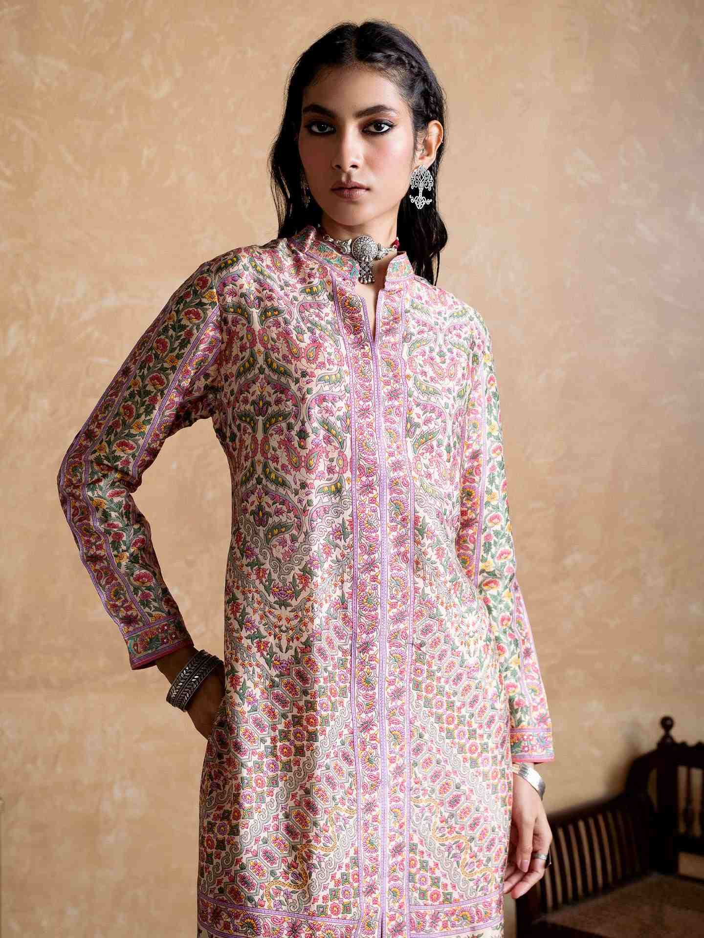 Offwhite & Multi Flowret Co-Ord Set