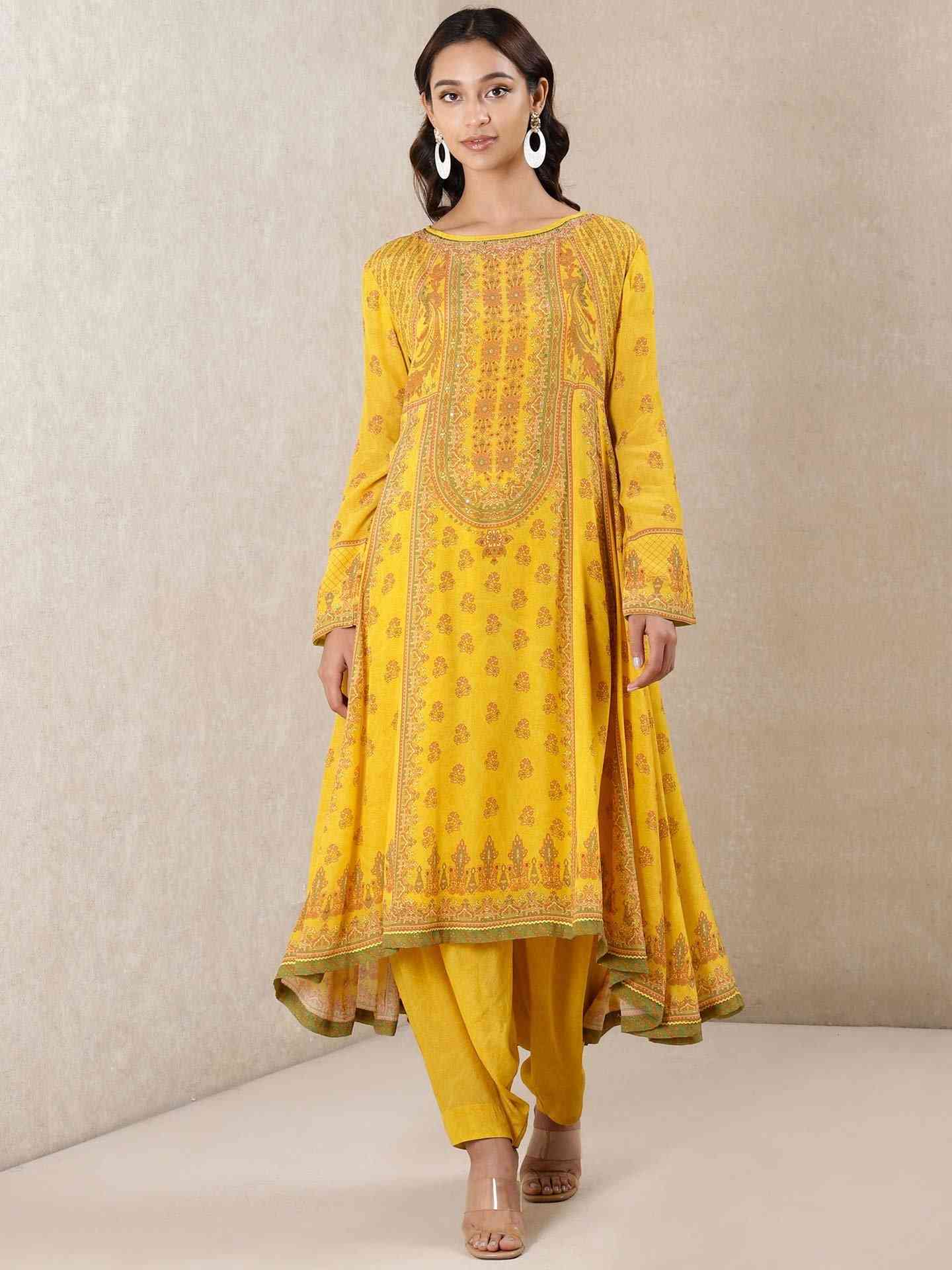 Mustard Coco Kia Crepe Kurta Set