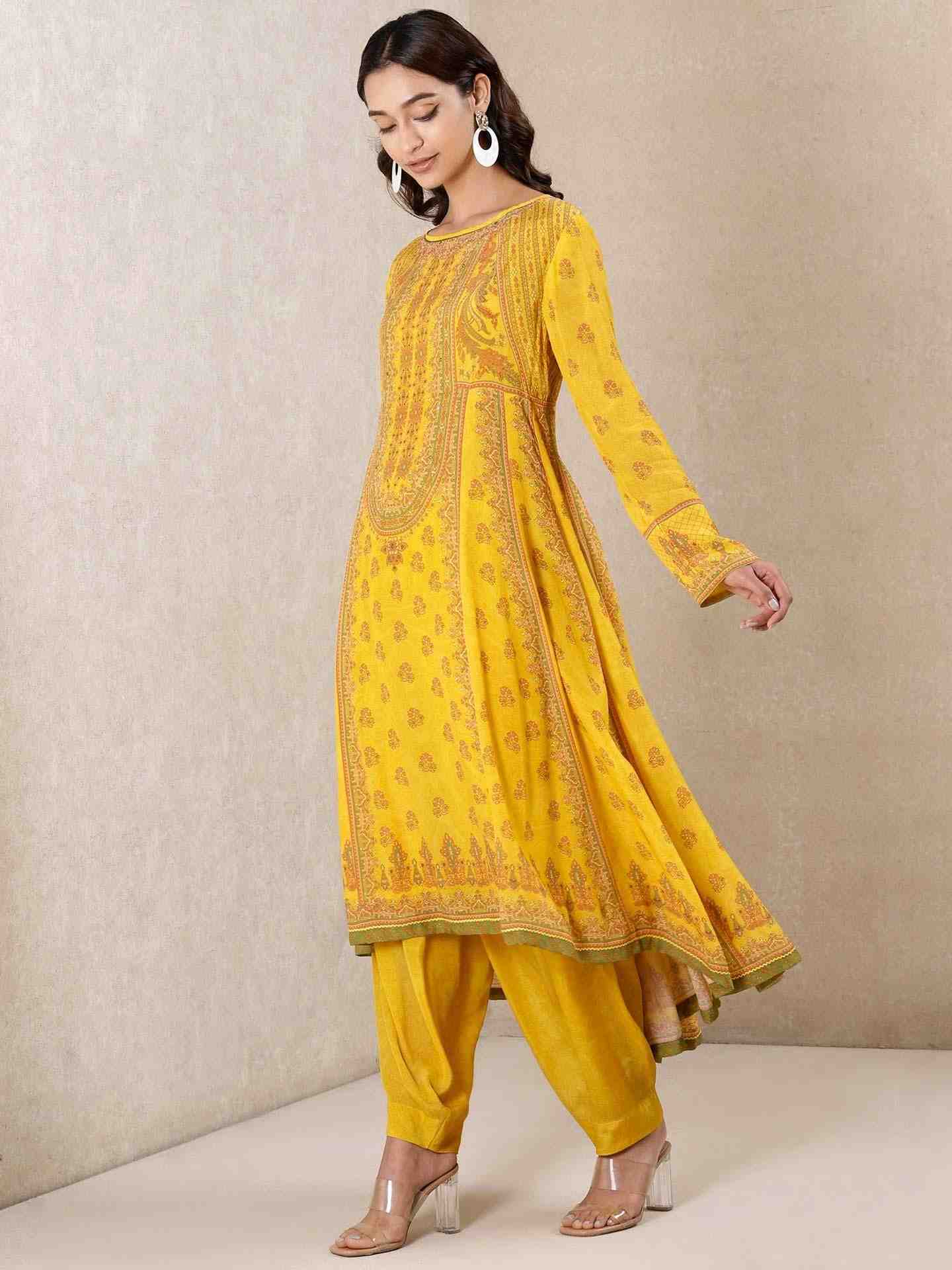 Mustard Coco Kia Crepe Kurta Set