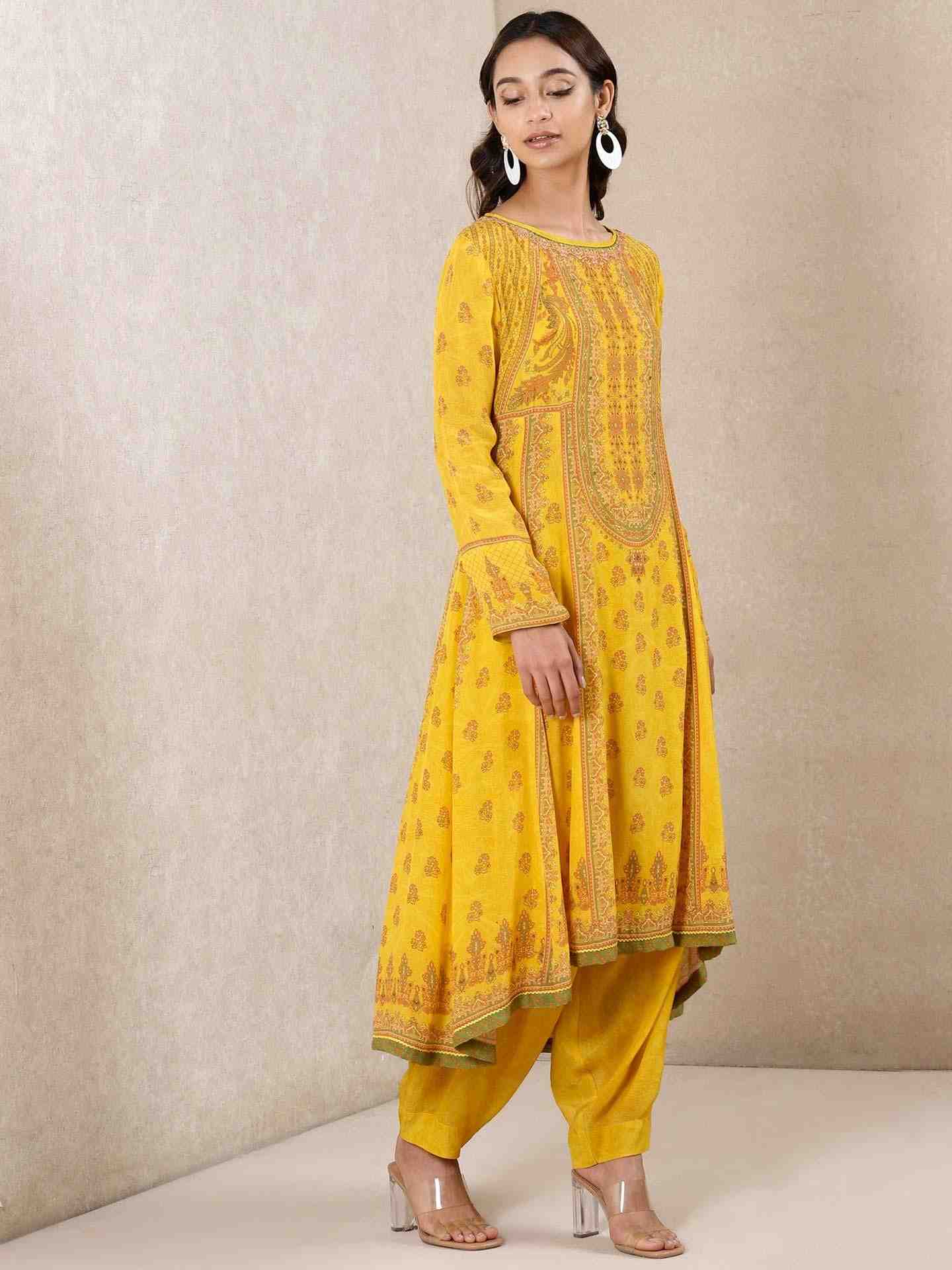 Mustard Coco Kia Crepe Kurta Set