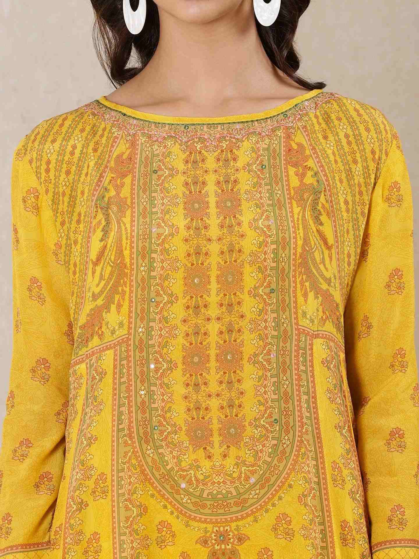 Mustard Coco Kia Crepe Kurta Set