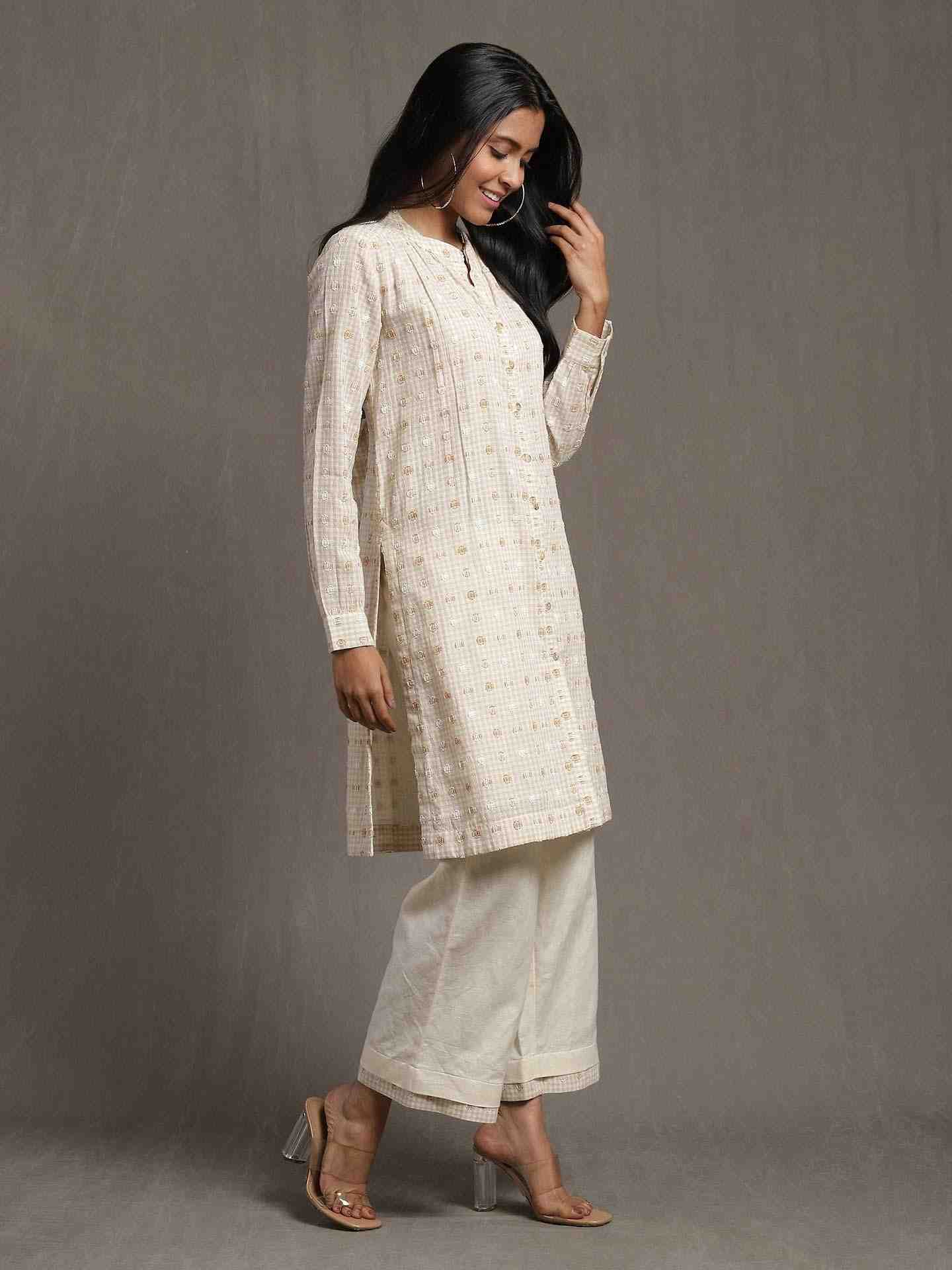 Beige Whimsical Heritage Co-Ord Set