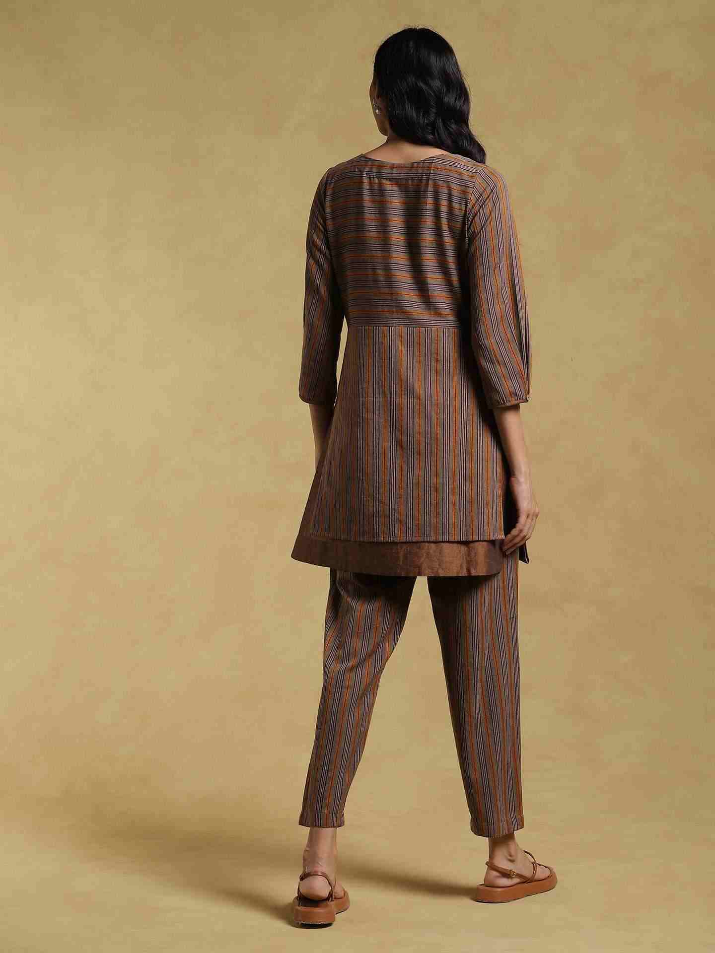 Brown Ethereal Yarn-Dyed  Co-Ord Set