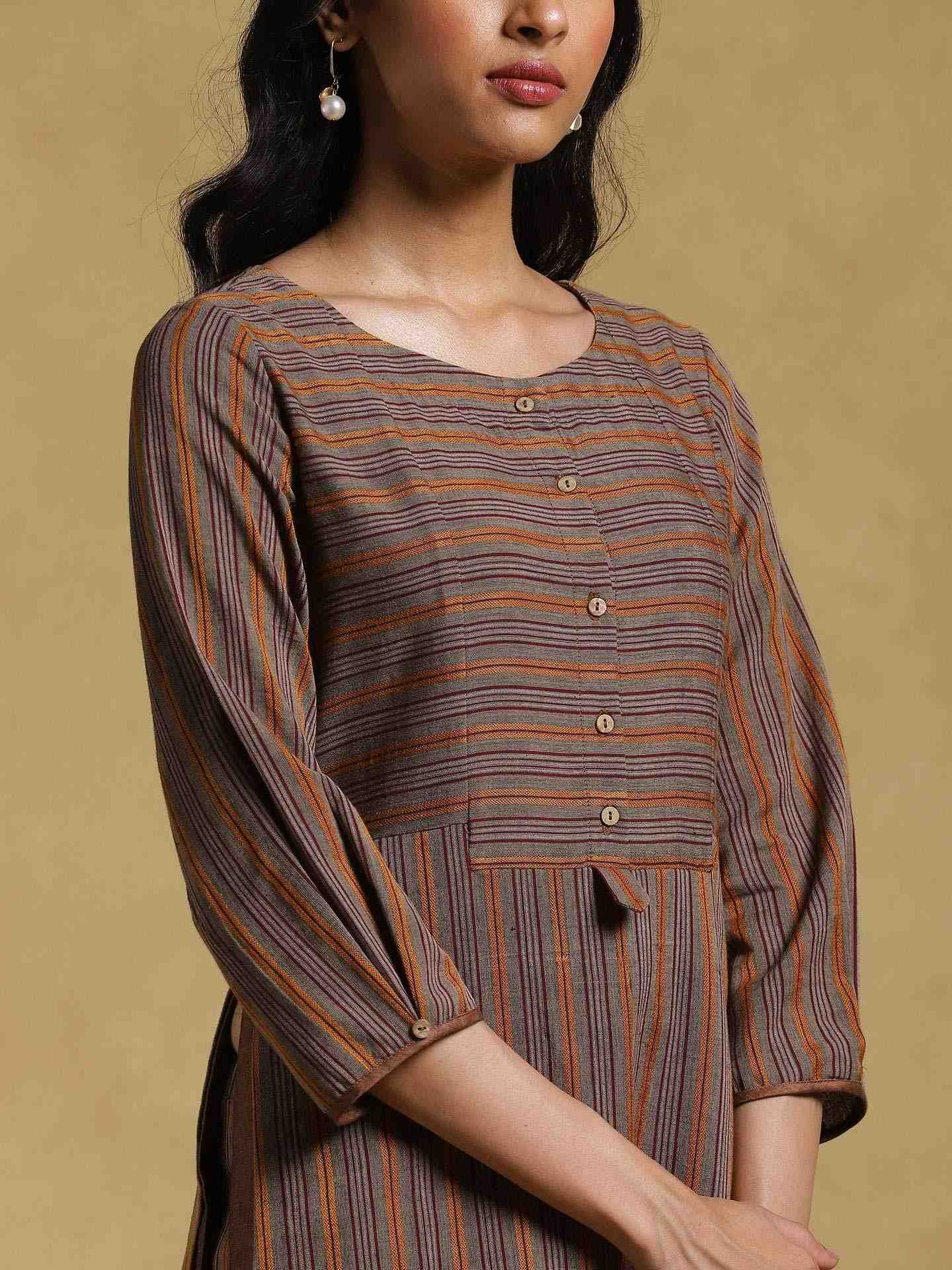 Brown Ethereal Yarn-Dyed  Co-Ord Set