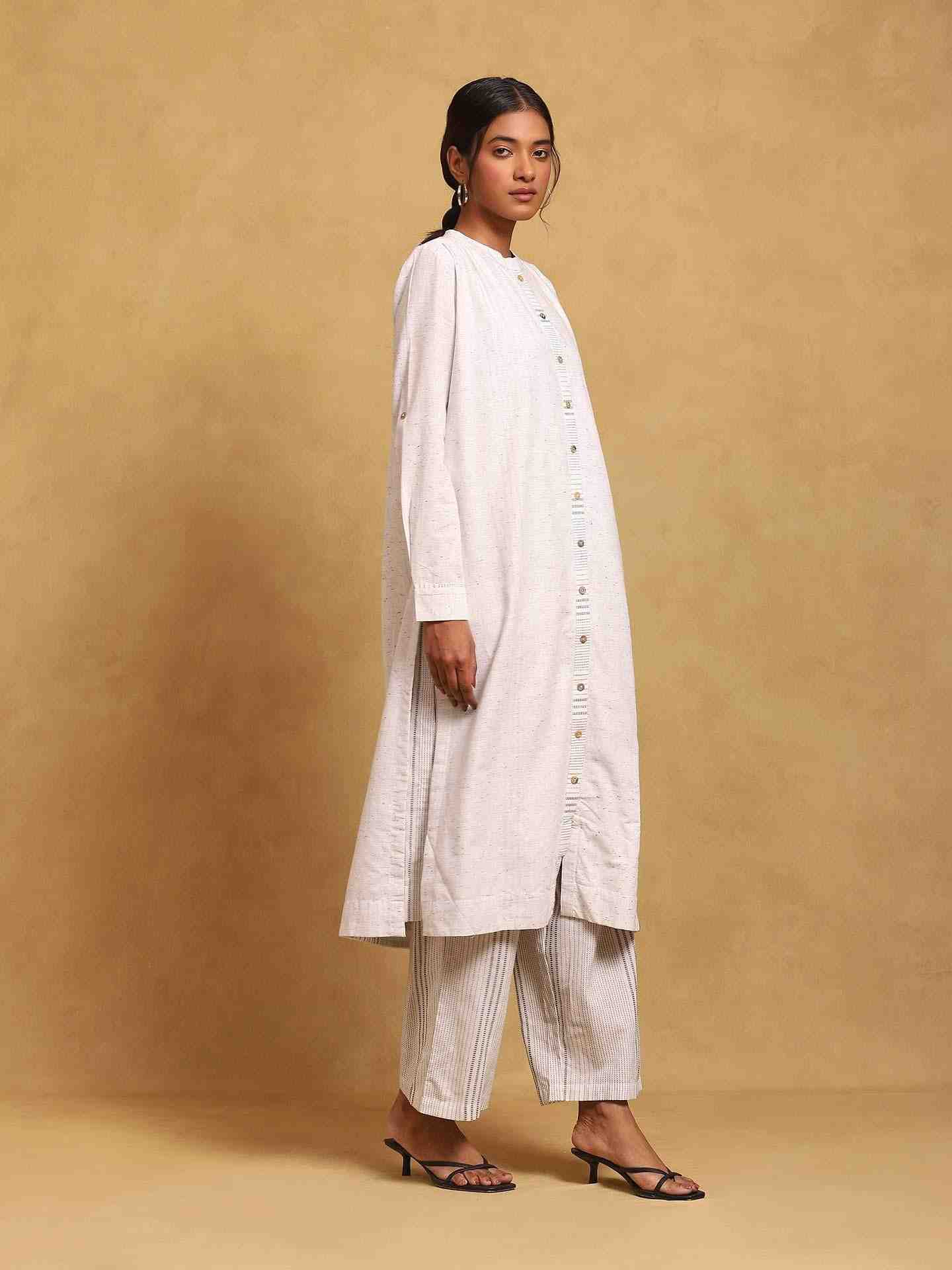 White Whimsical Heritage Cotton Kurta Set