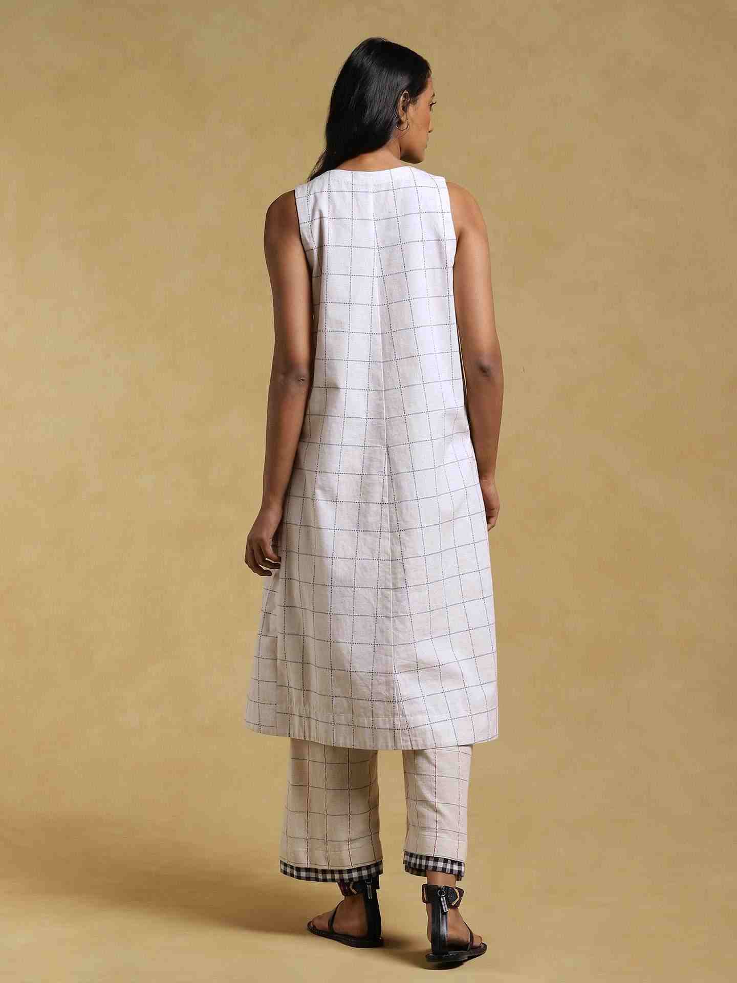 White Ethereal Yarn-Dyed  Kurta Set