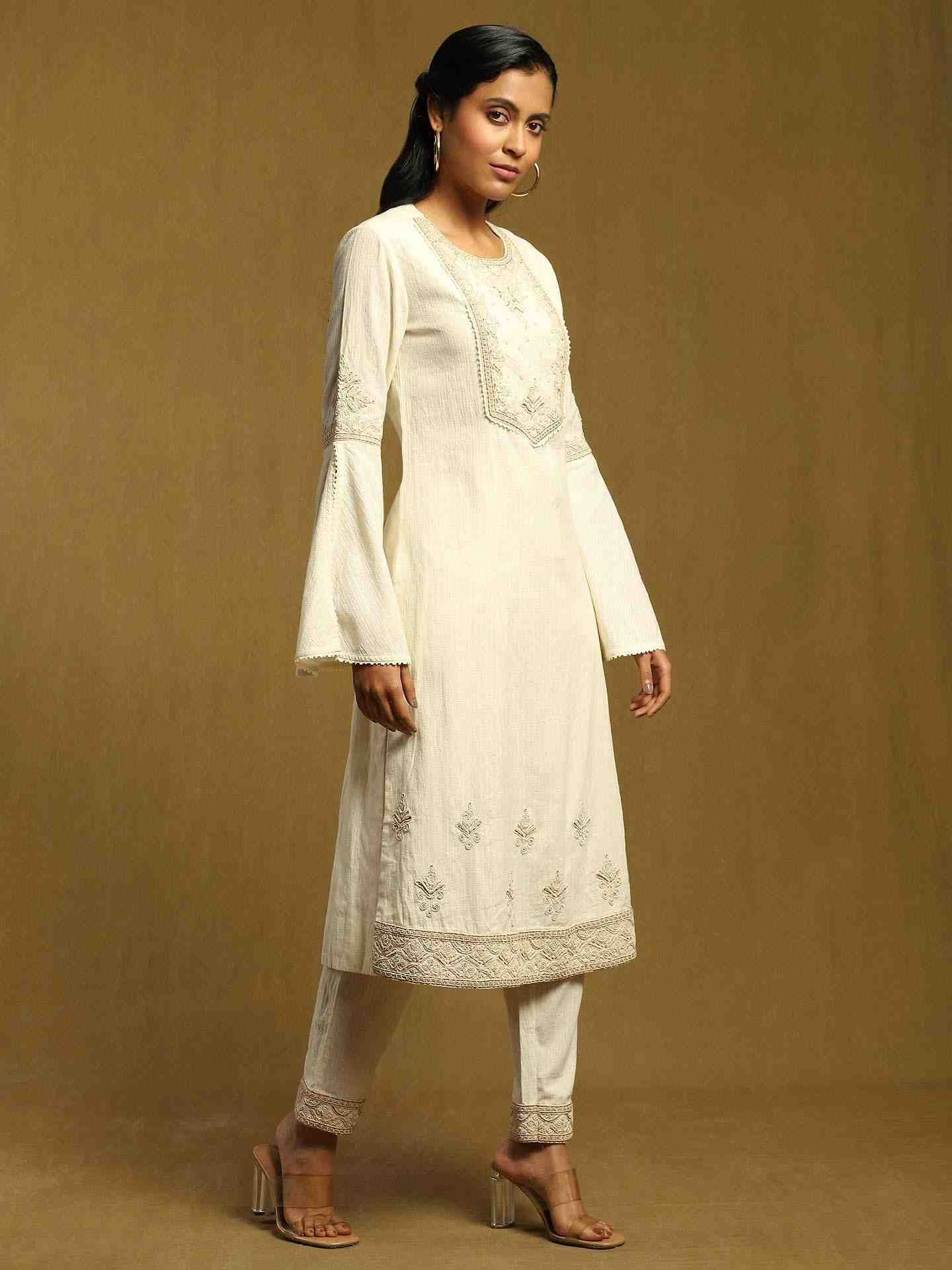 Off White Kora Cotton Kurta Set