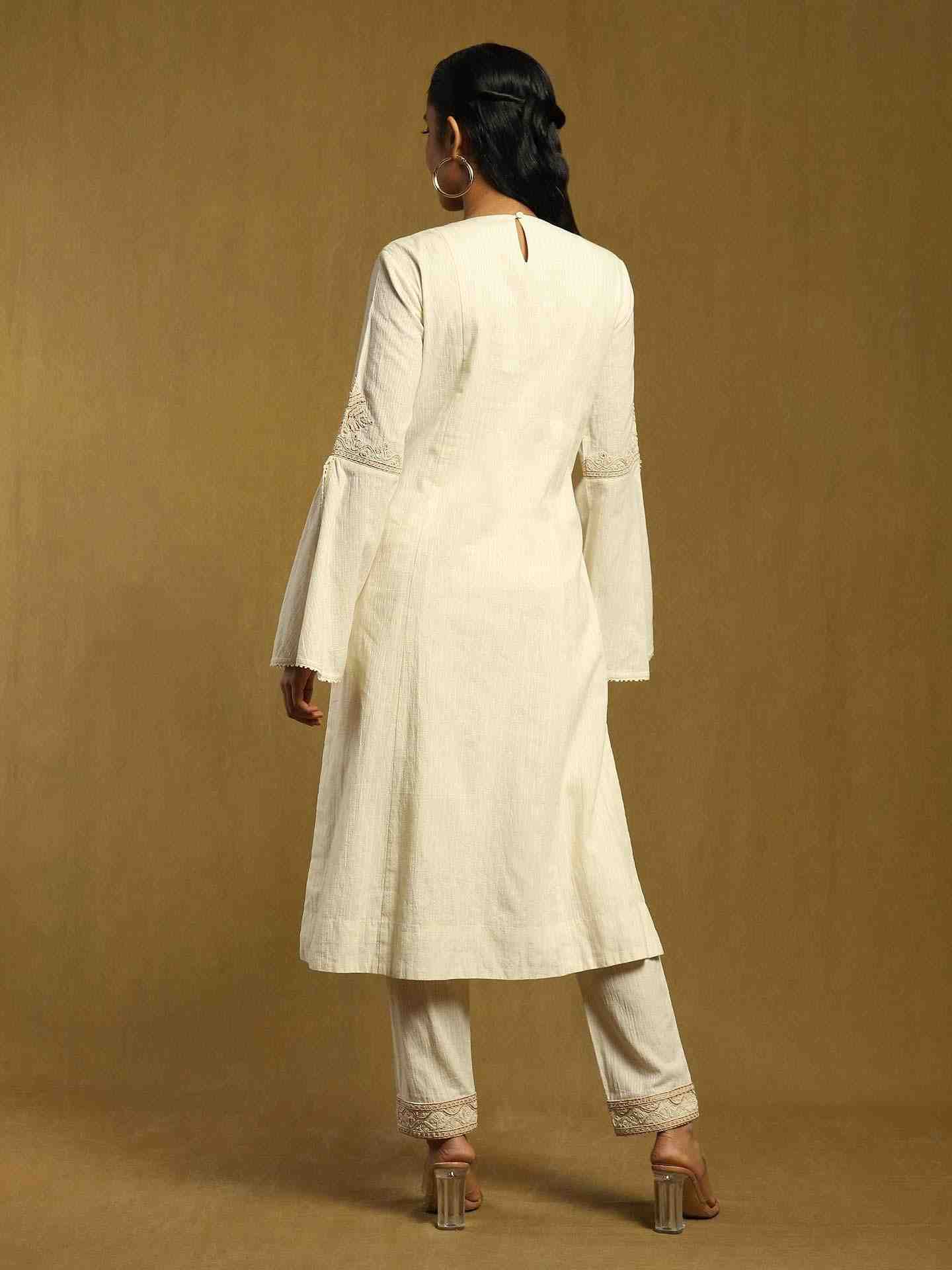 Off White Kora Cotton Kurta Set