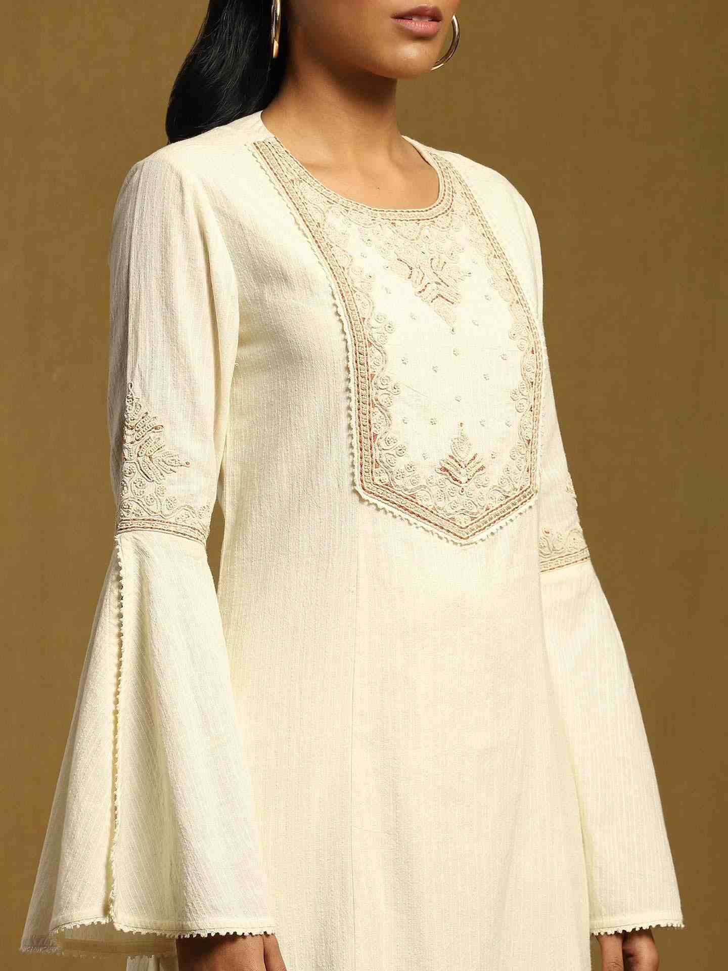 Off White Kora Cotton Kurta Set