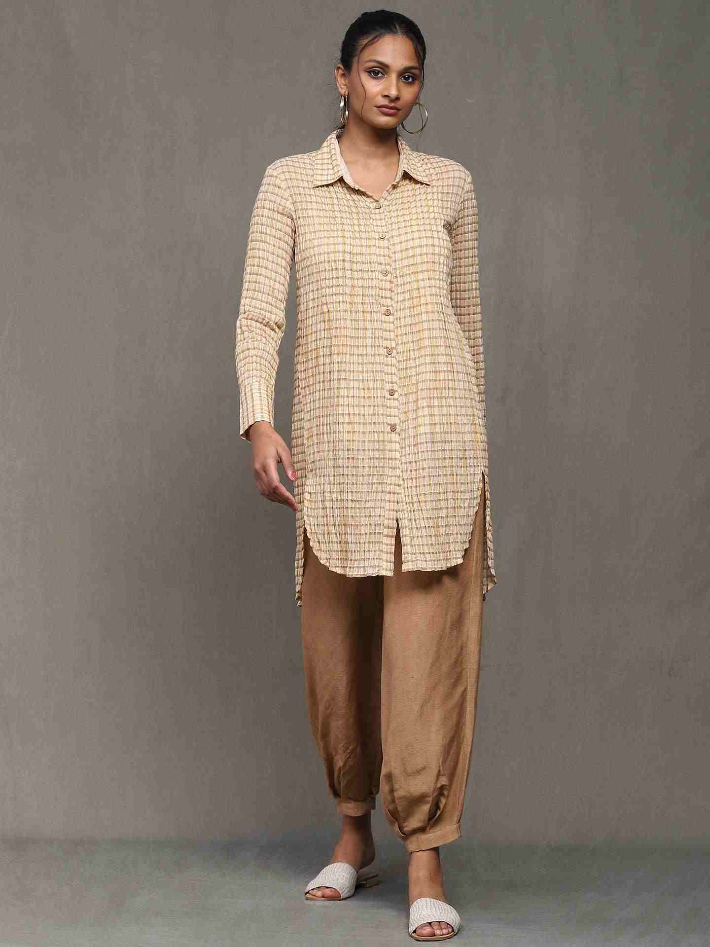 Beige Ragi Kurta Set