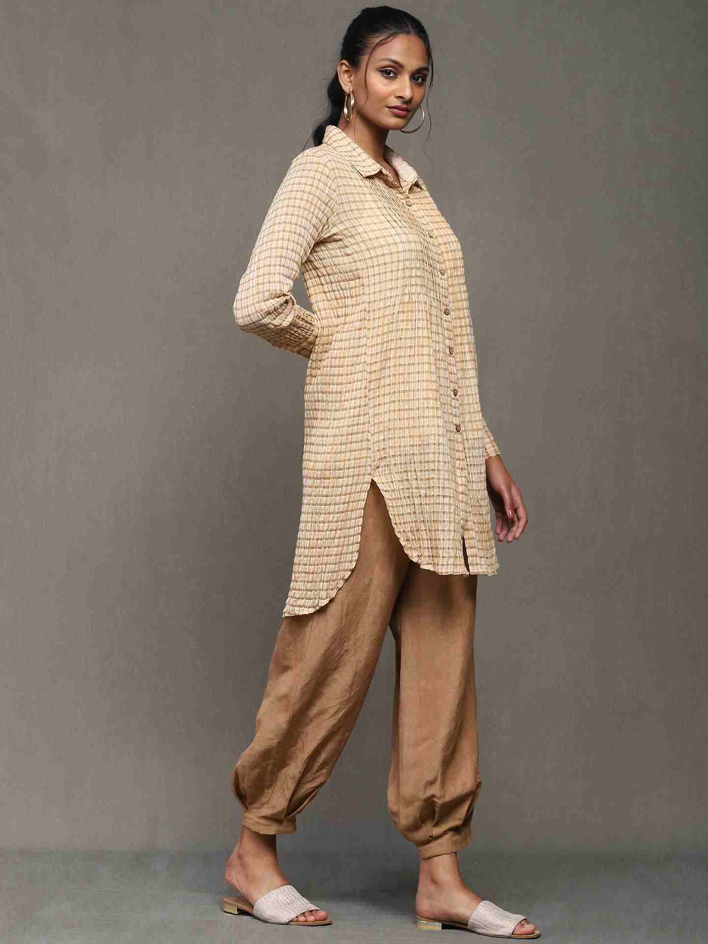 Beige Ragi Kurta Set