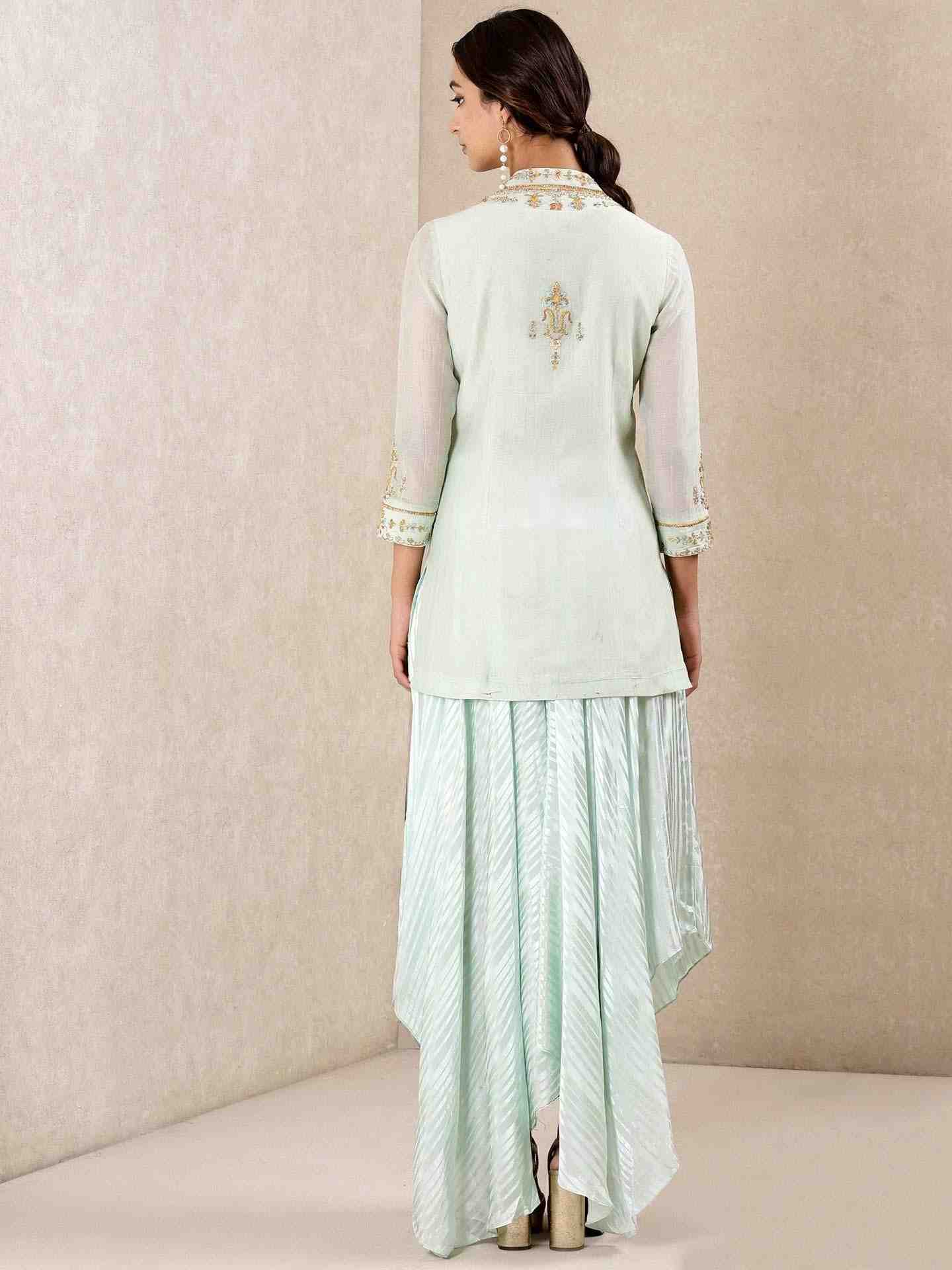 Mint Begum Chanderi Suit Set