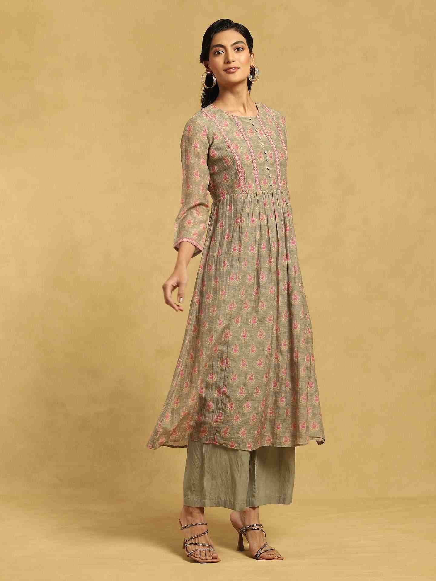 Olive Bulbul Chanderi Kurta Set