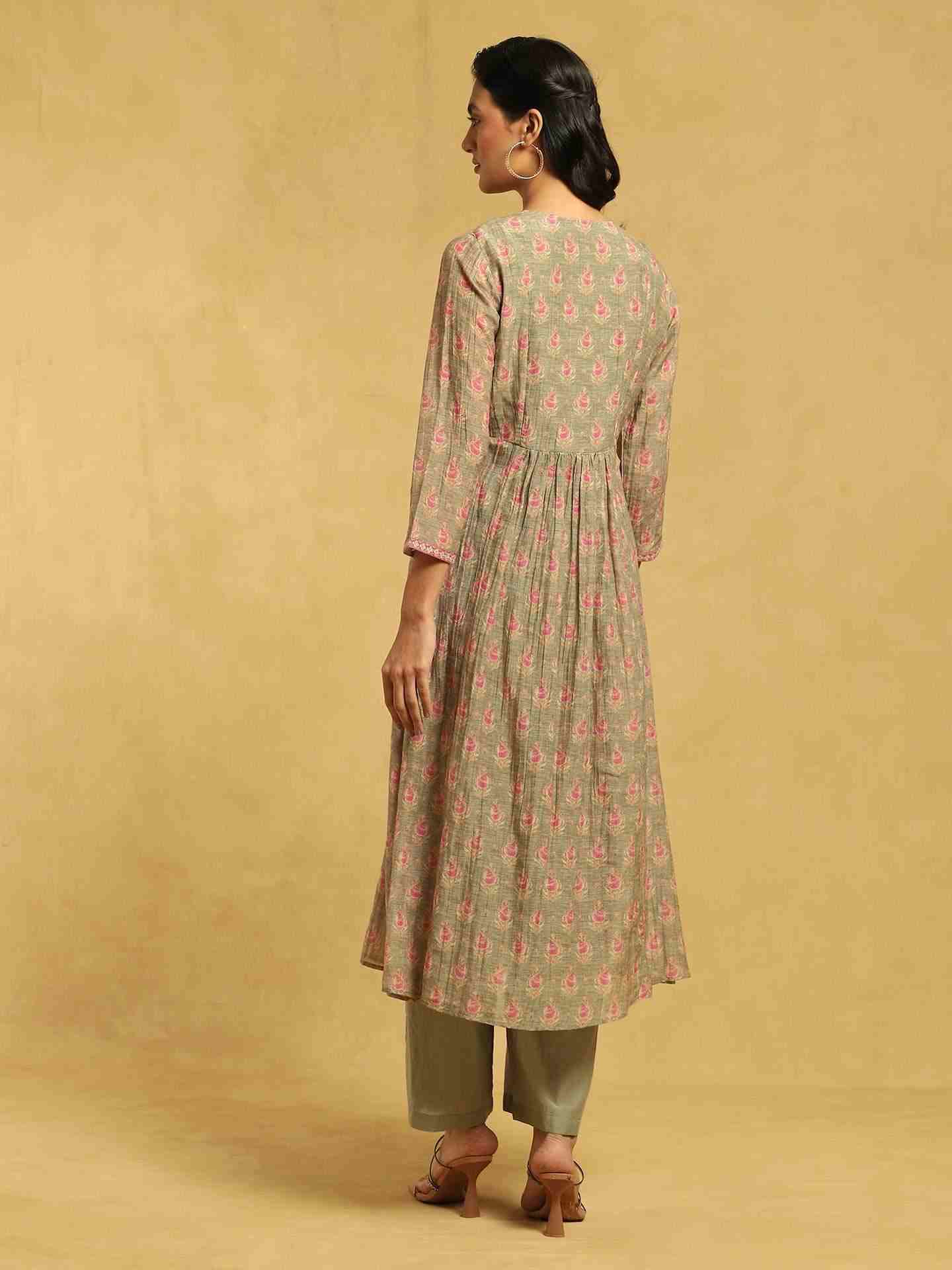 Olive Bulbul Chanderi Kurta Set