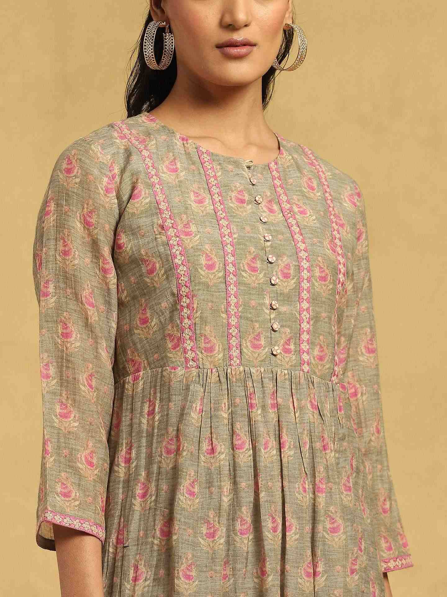 Olive Bulbul Chanderi Kurta Set