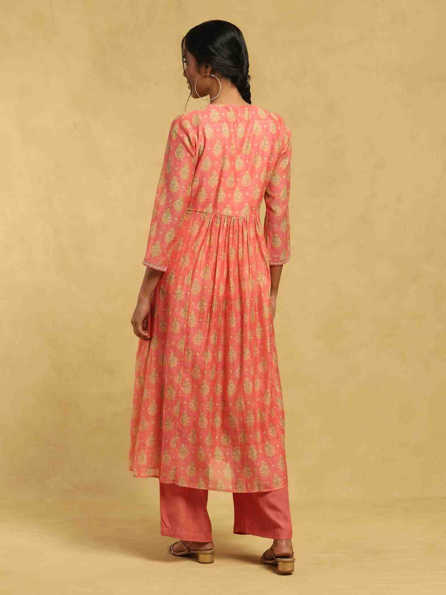 Peach Bulbul Chanderi Kurta Set