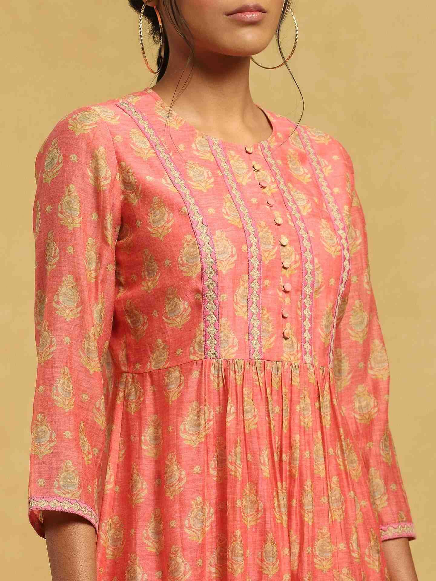 Peach Bulbul Chanderi Kurta Set