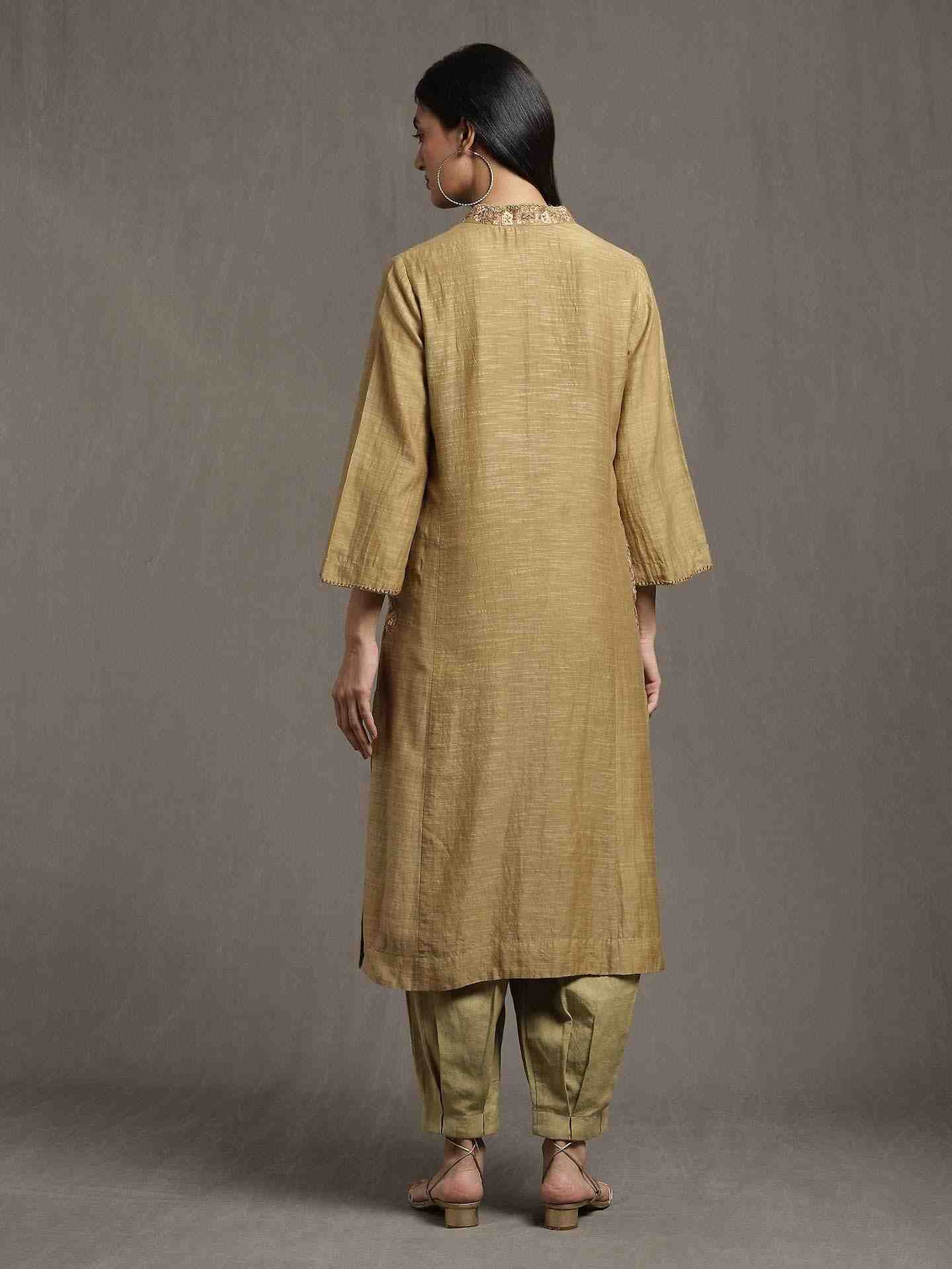 Green Whimsical Heritage Chanderi Kurta Set
