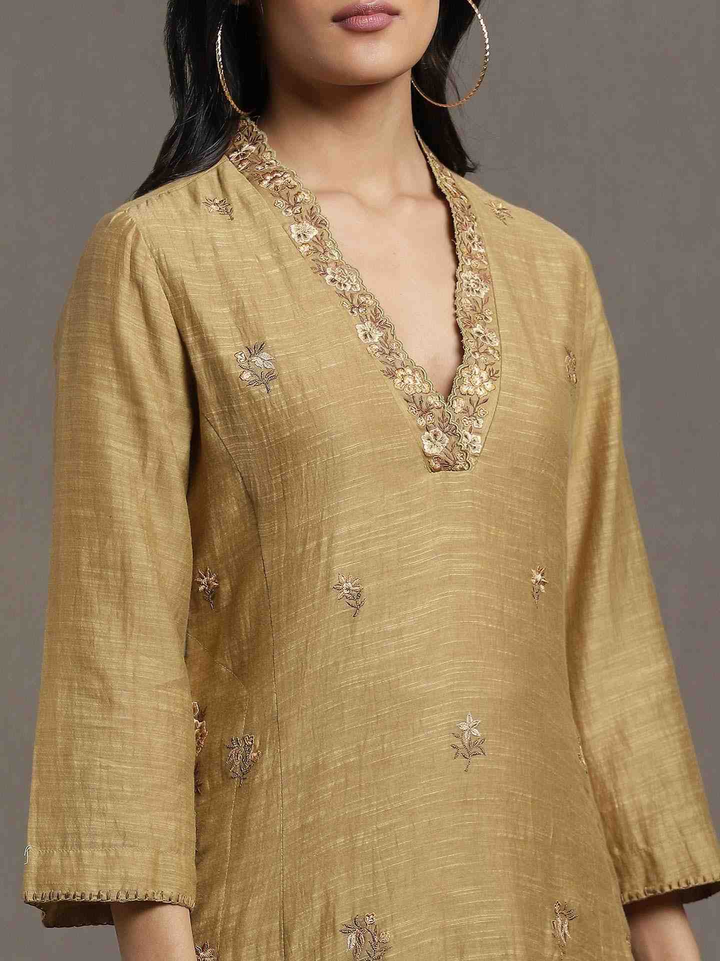 Green Whimsical Heritage Chanderi Kurta Set