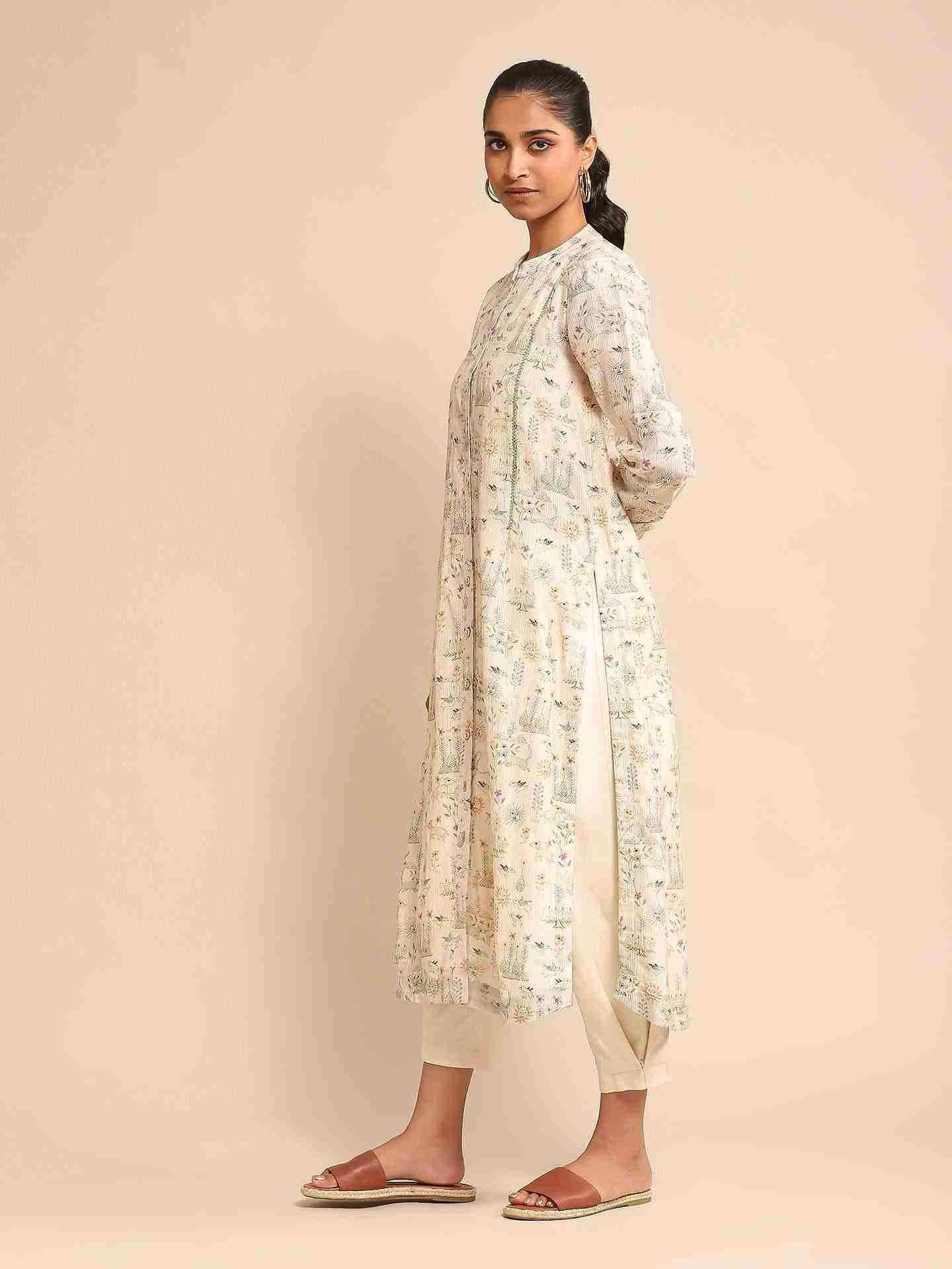 Off White Urban Elysian Chanderi Kurta Set