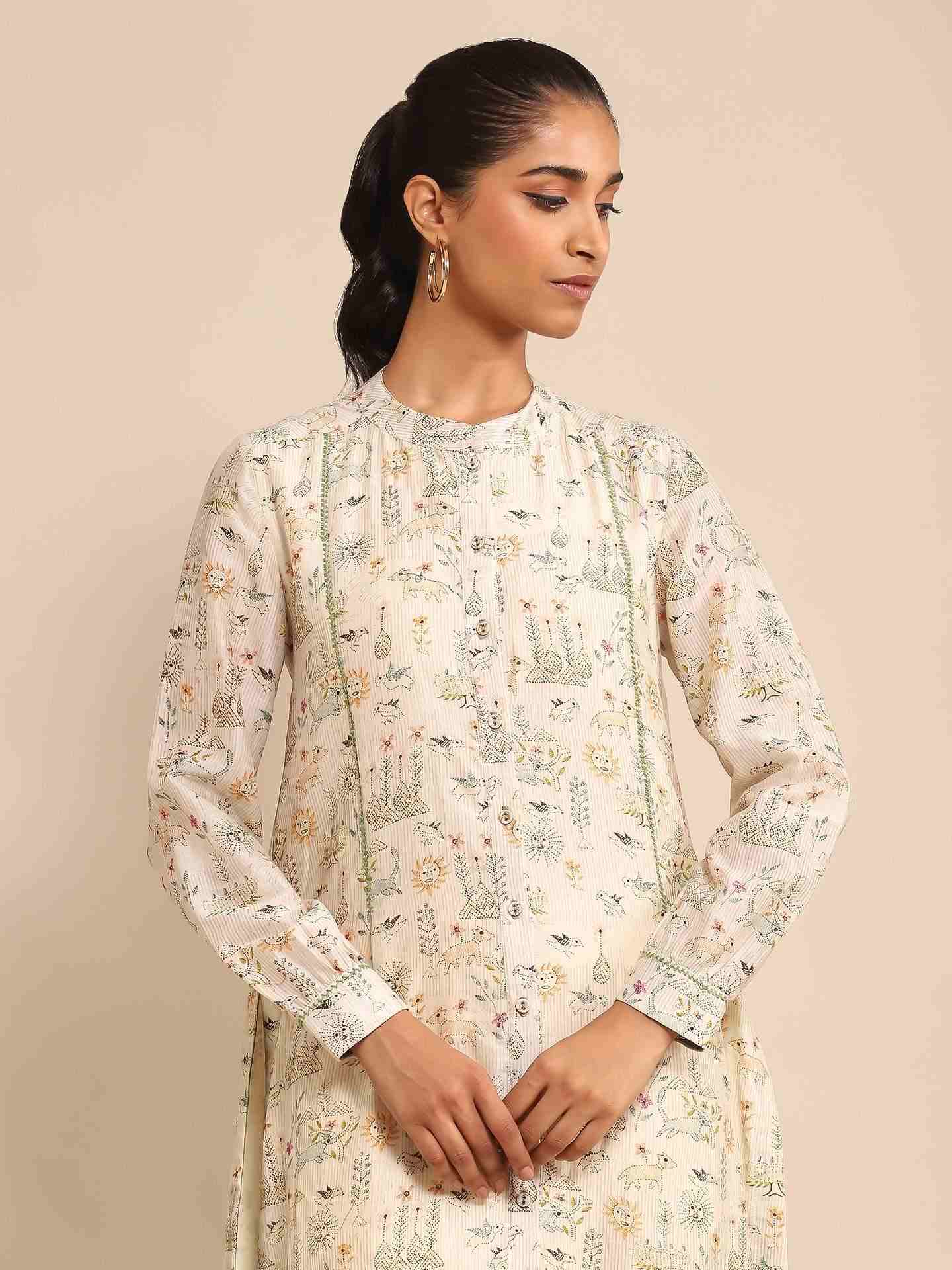 Off White Urban Elysian Chanderi Kurta Set