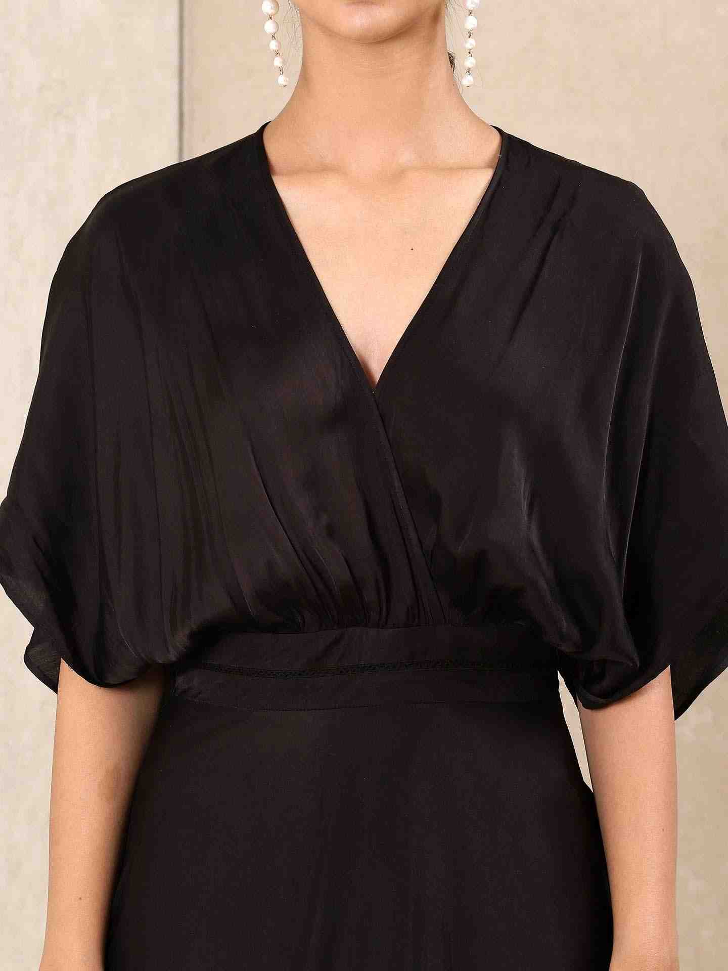 Black Tribal Puzzle Solid Kaftan Dress