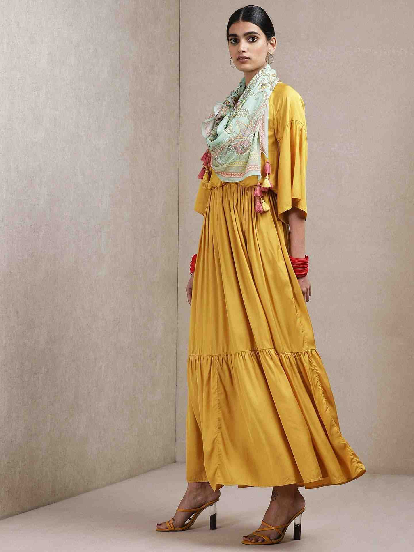 Mustard Urja And Ulfat Solid Dress