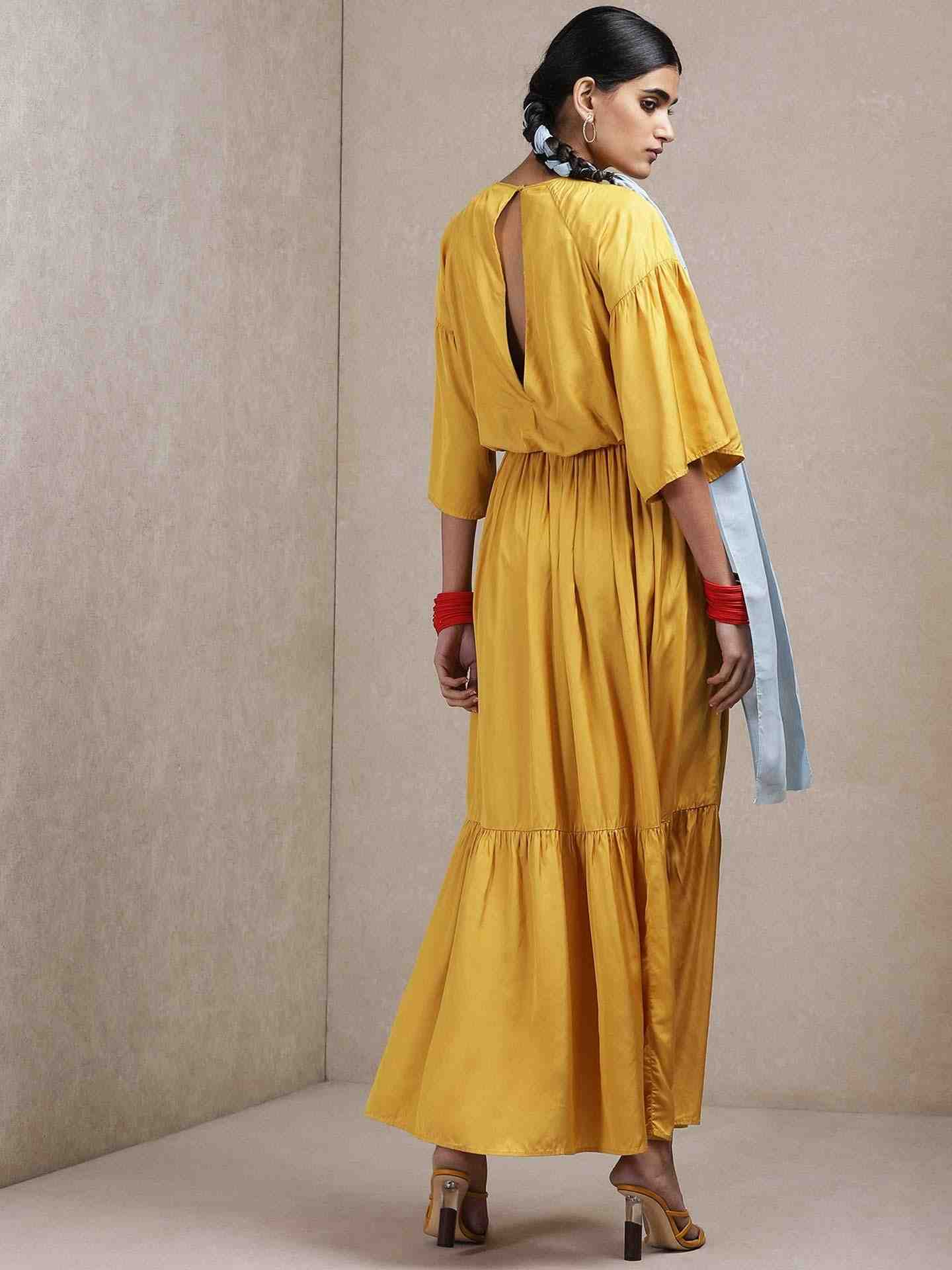 Mustard Urja And Ulfat Solid Dress