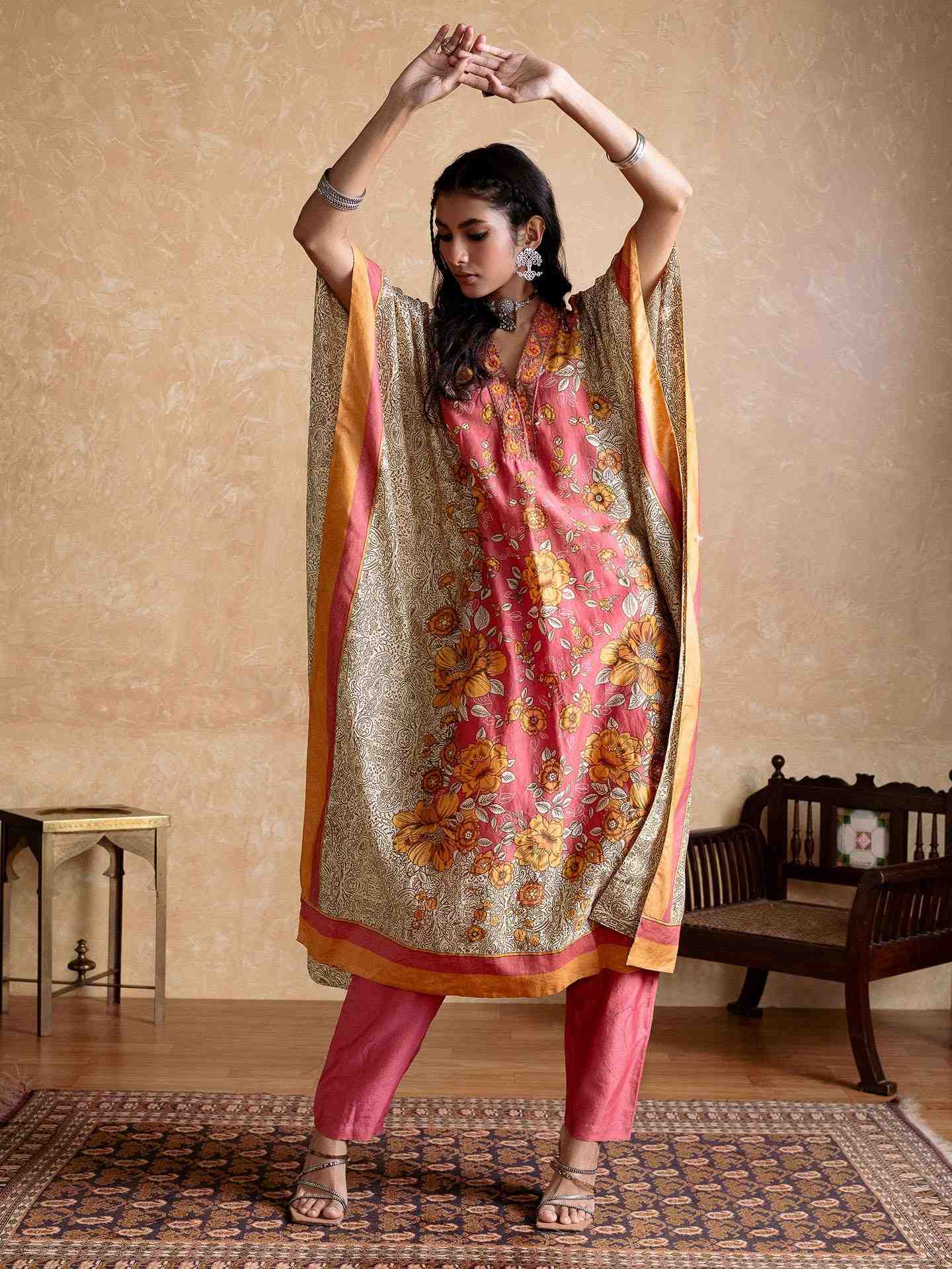 Pink Mono Floral Co-Ord Set