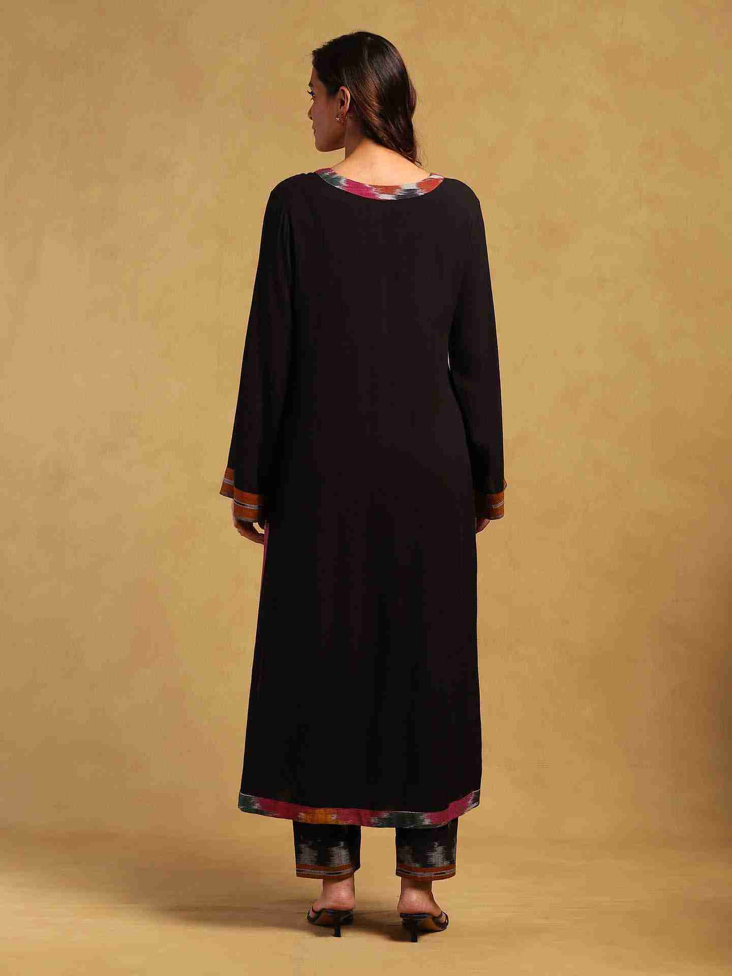 Black Ikkat Kurta Set