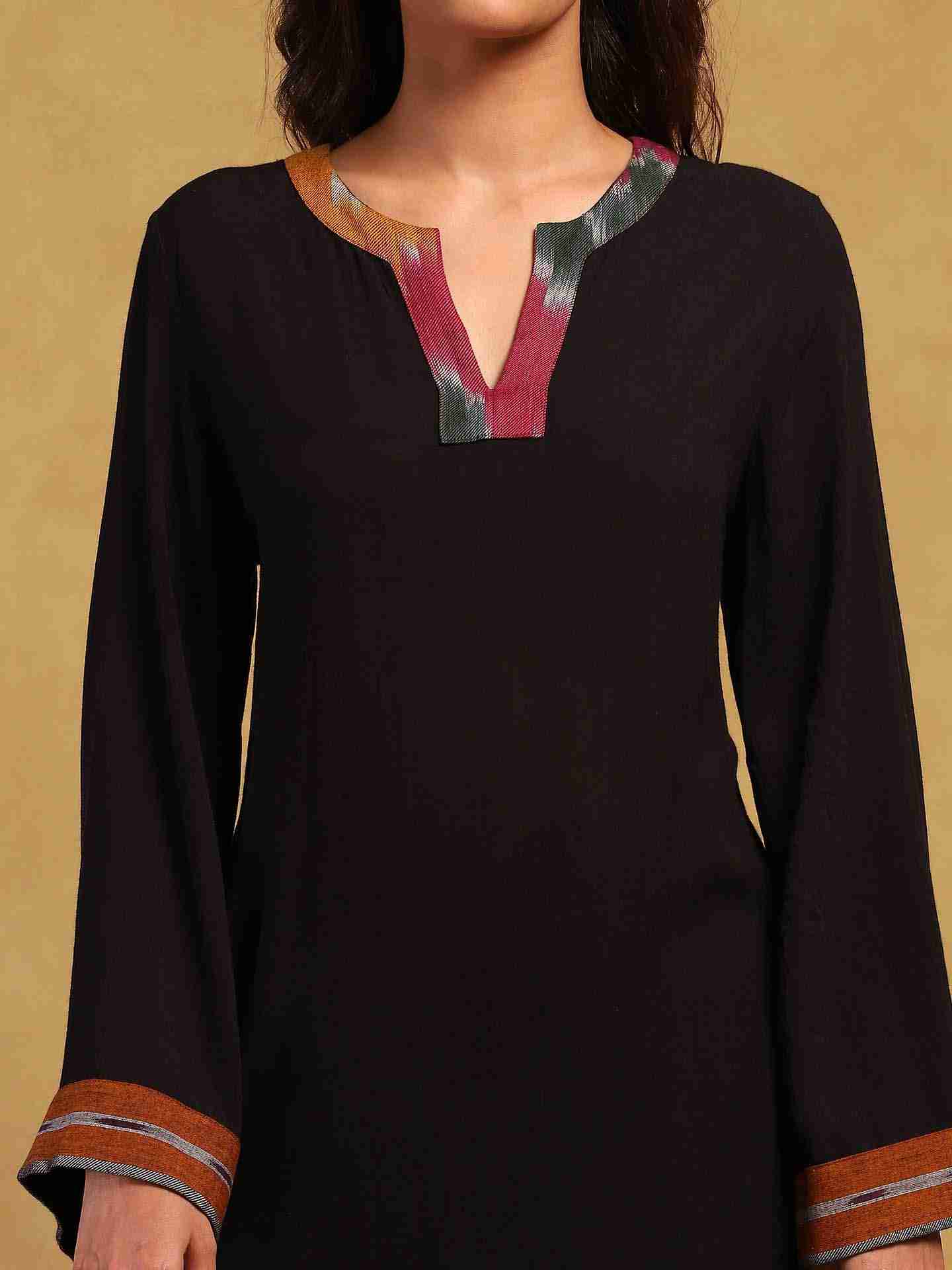 Black Ikkat Kurta Set