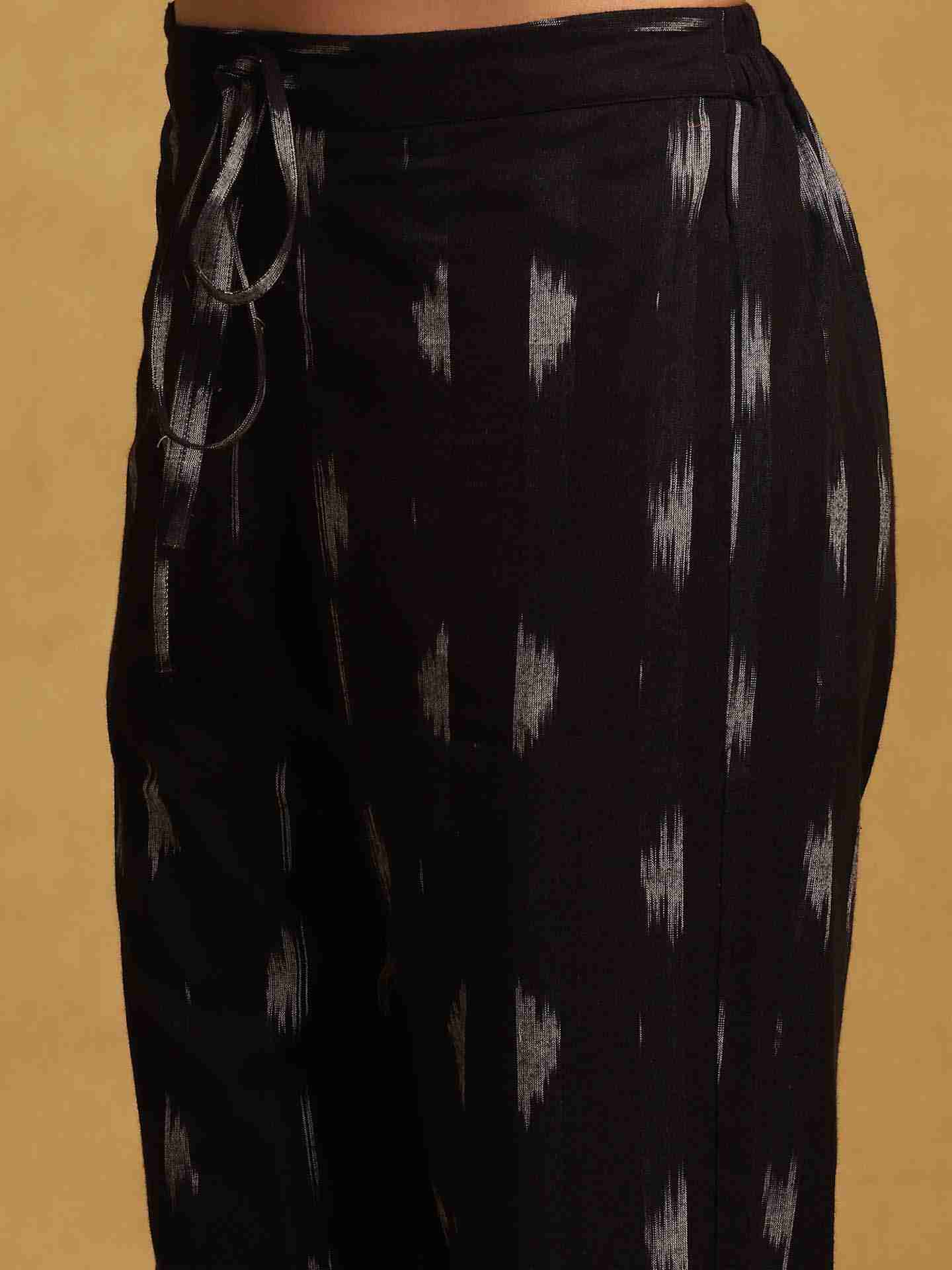 Black Ikkat Kurta Set