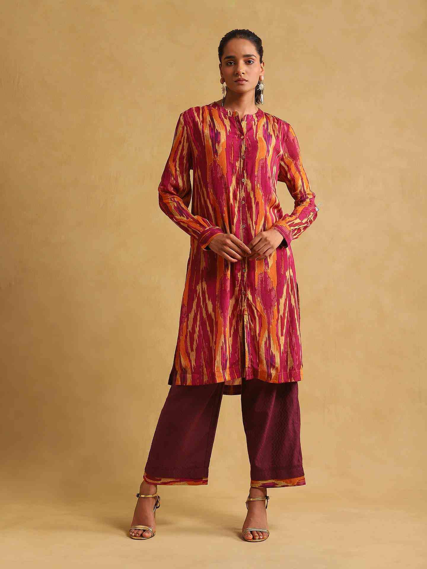 Purple Ikat Kurta Set