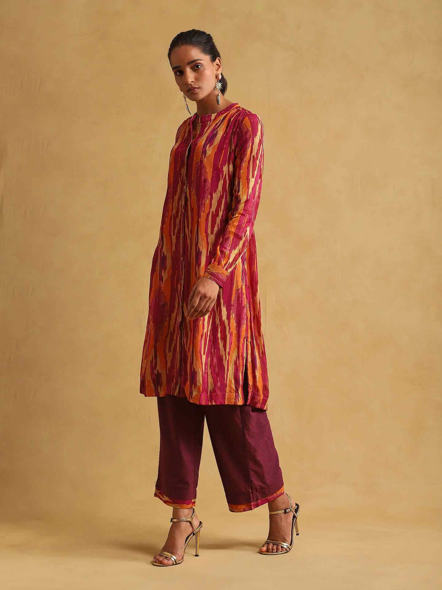 Purple Ikat Kurta Set