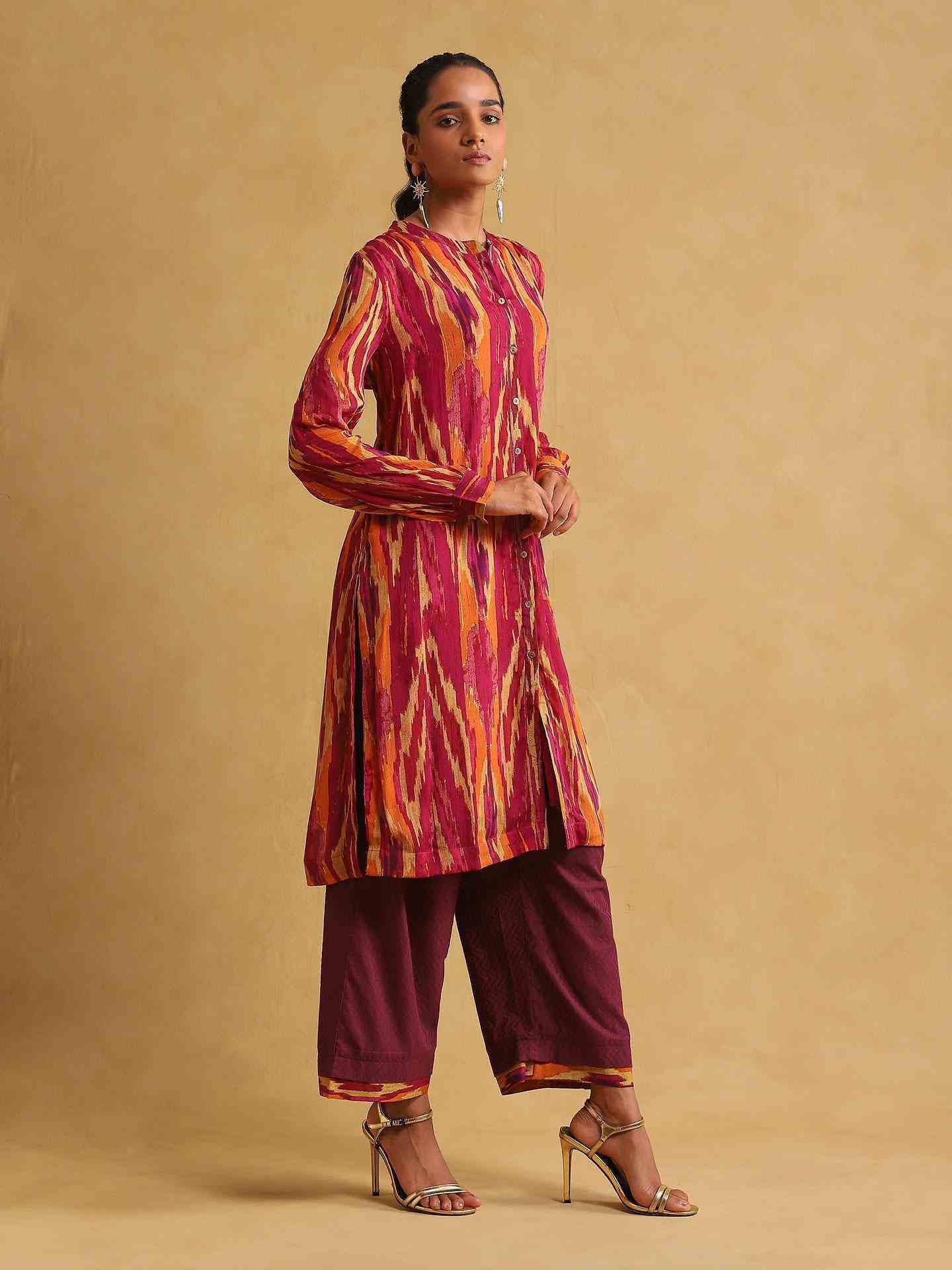 Purple Ikat Kurta Set