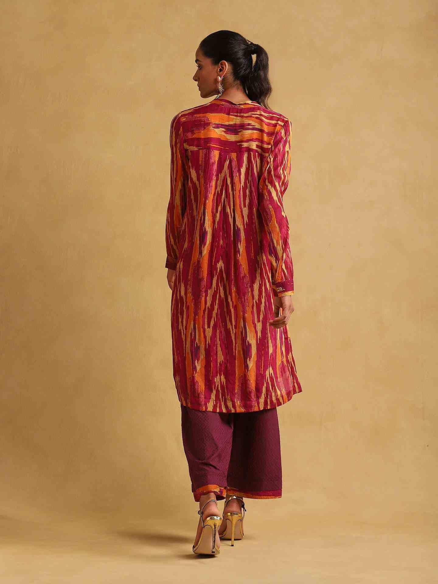 Purple Ikat Kurta Set