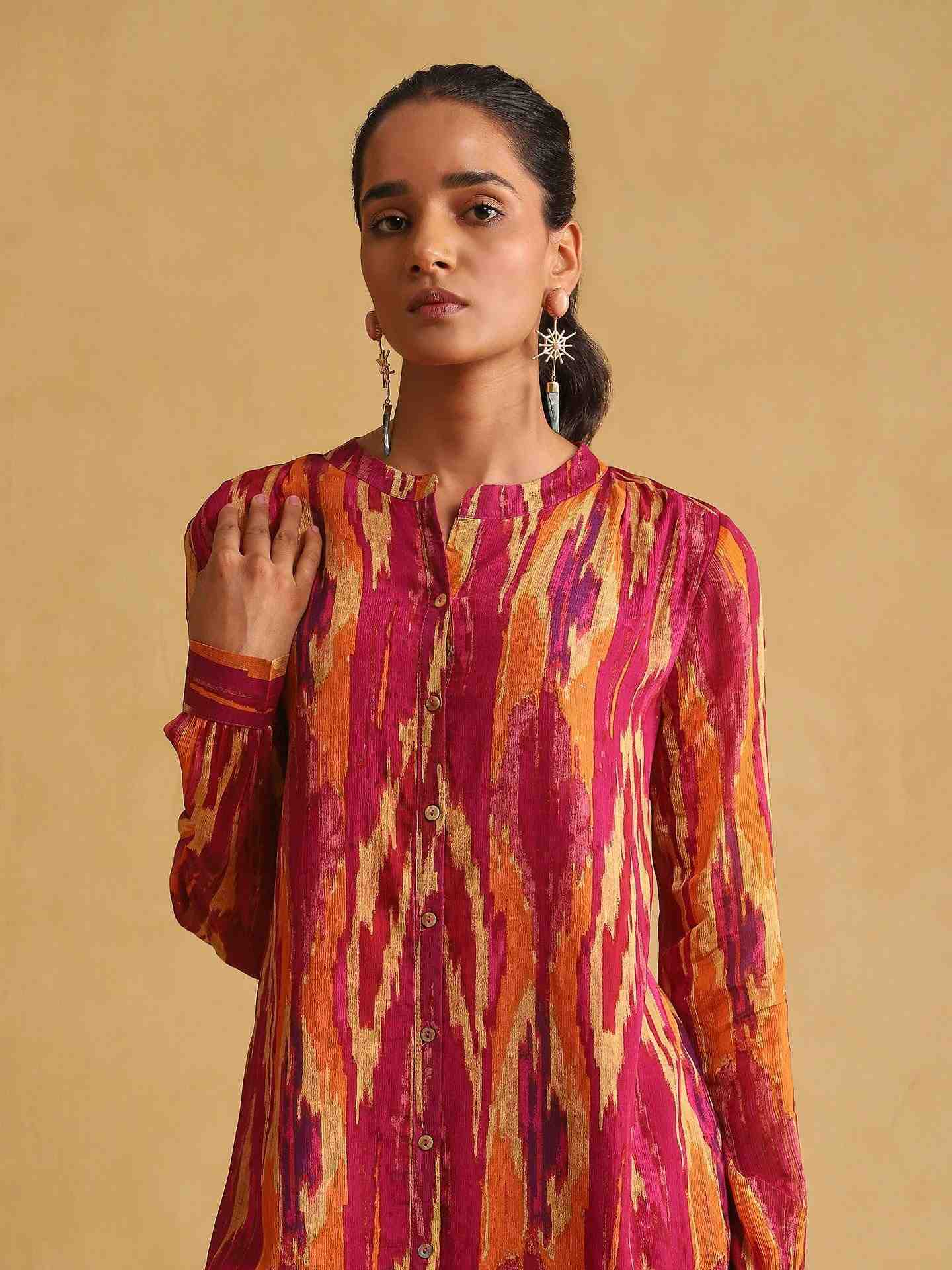 Purple Ikat Kurta Set