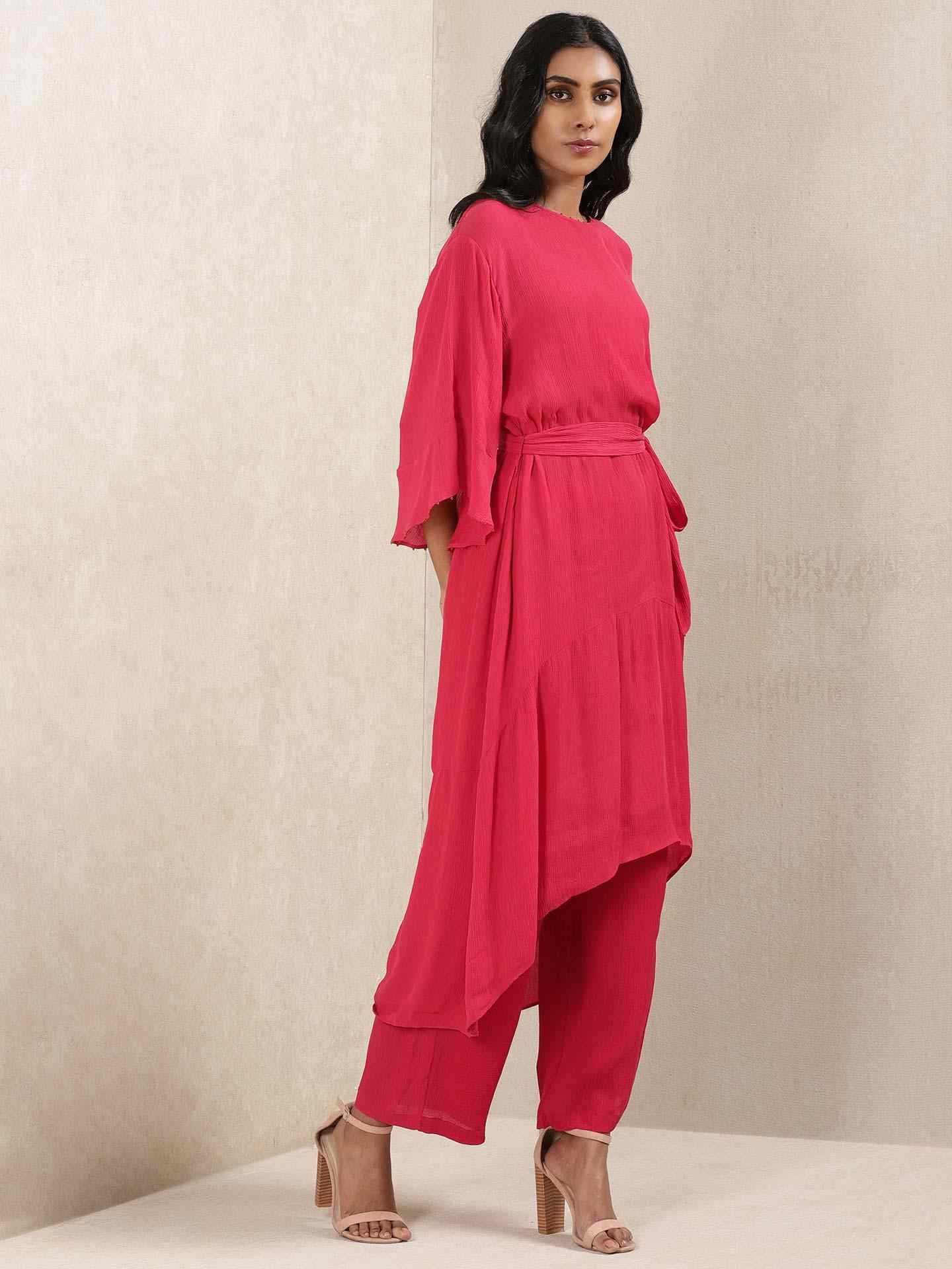 Red Crystal Kurta Set