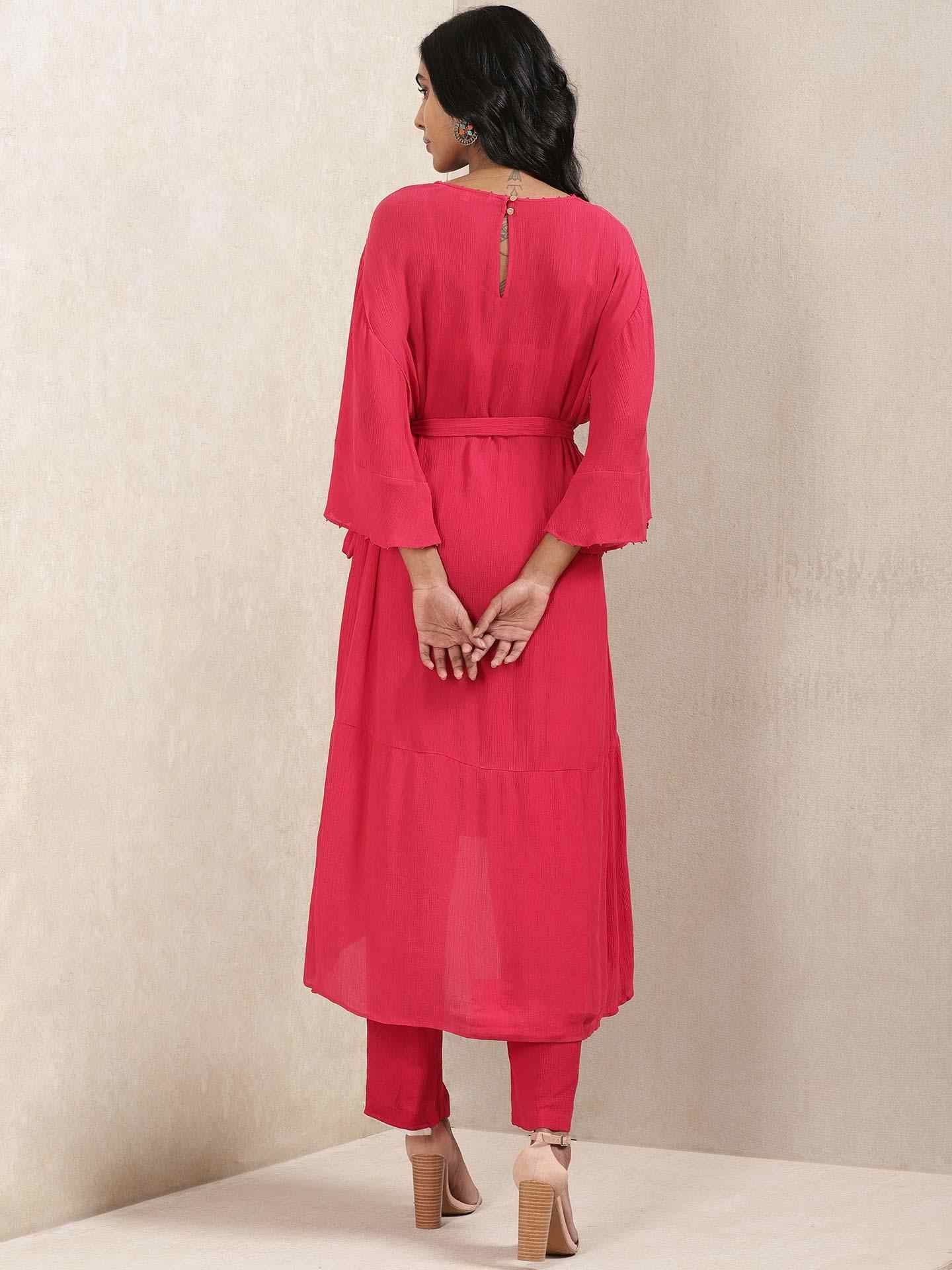 Red Crystal Kurta Set