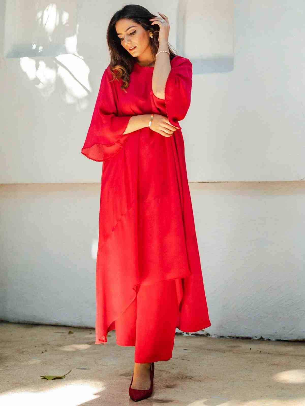 Red Crystal Kurta Set