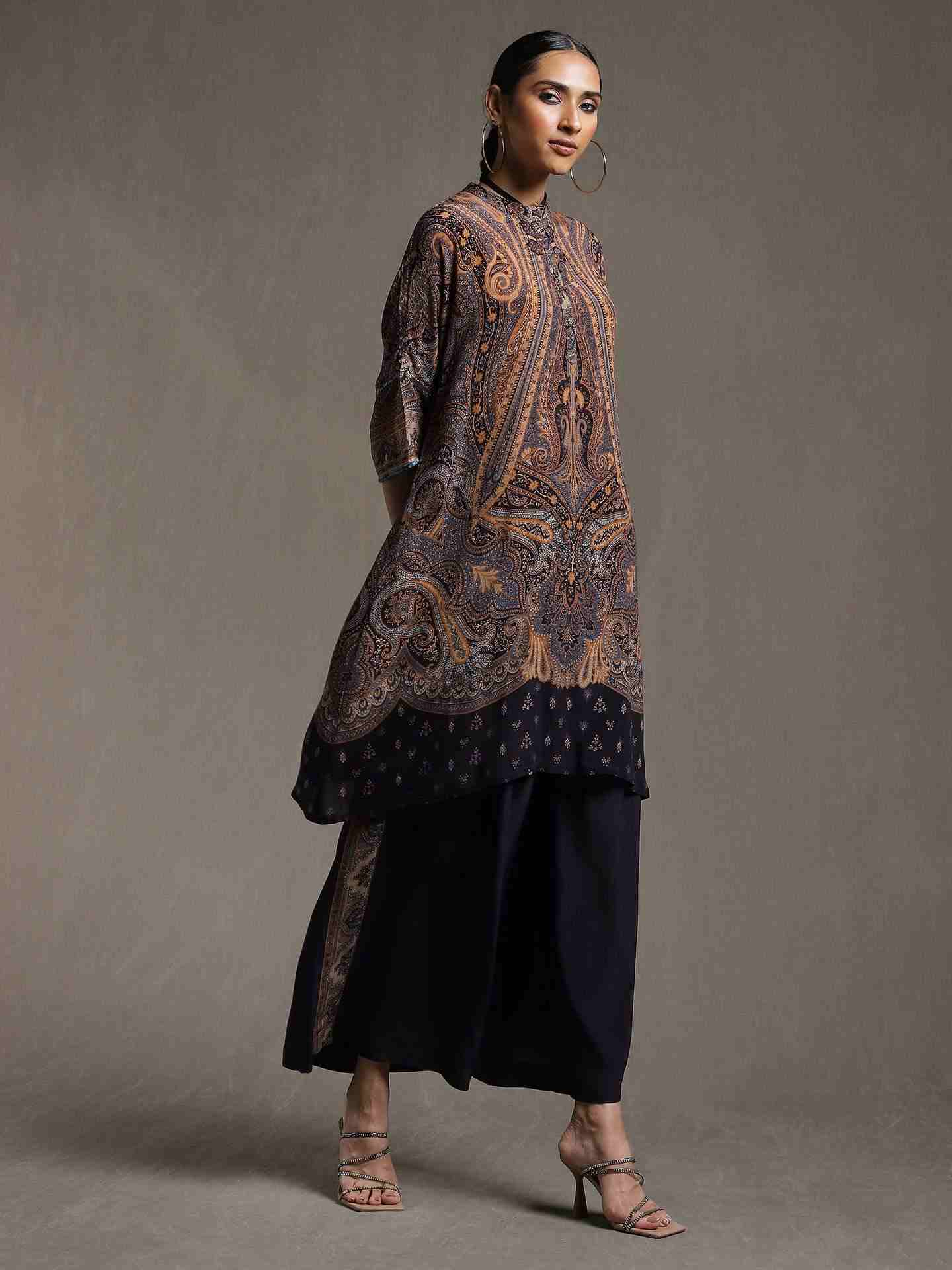 Indigo New Jaamewar Crepe Co-Ord Set