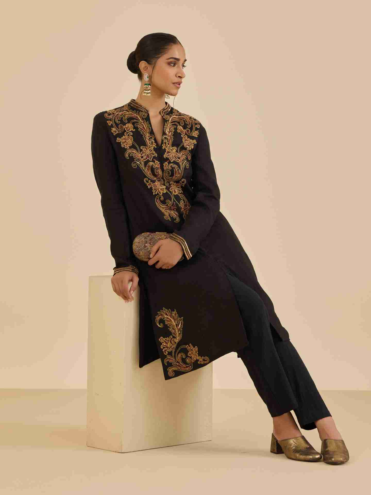 Black Chaitali-Anatomy Kurta Set